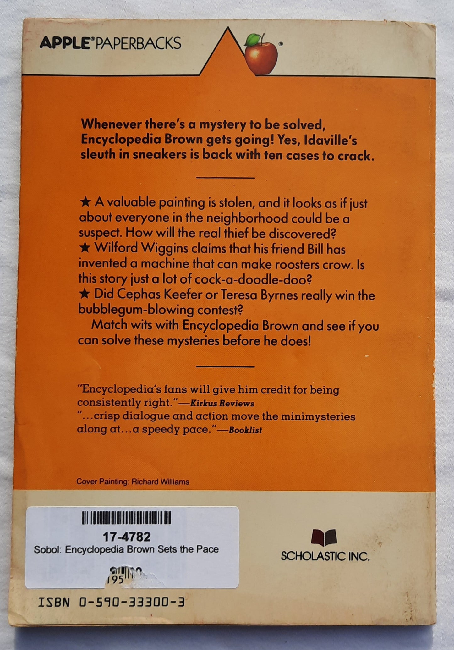 Encyclopedia Brown Sets the Pace #15 by Donald J. Sobol (Good, 1982, Pbk, 75 pages, Scholastic)