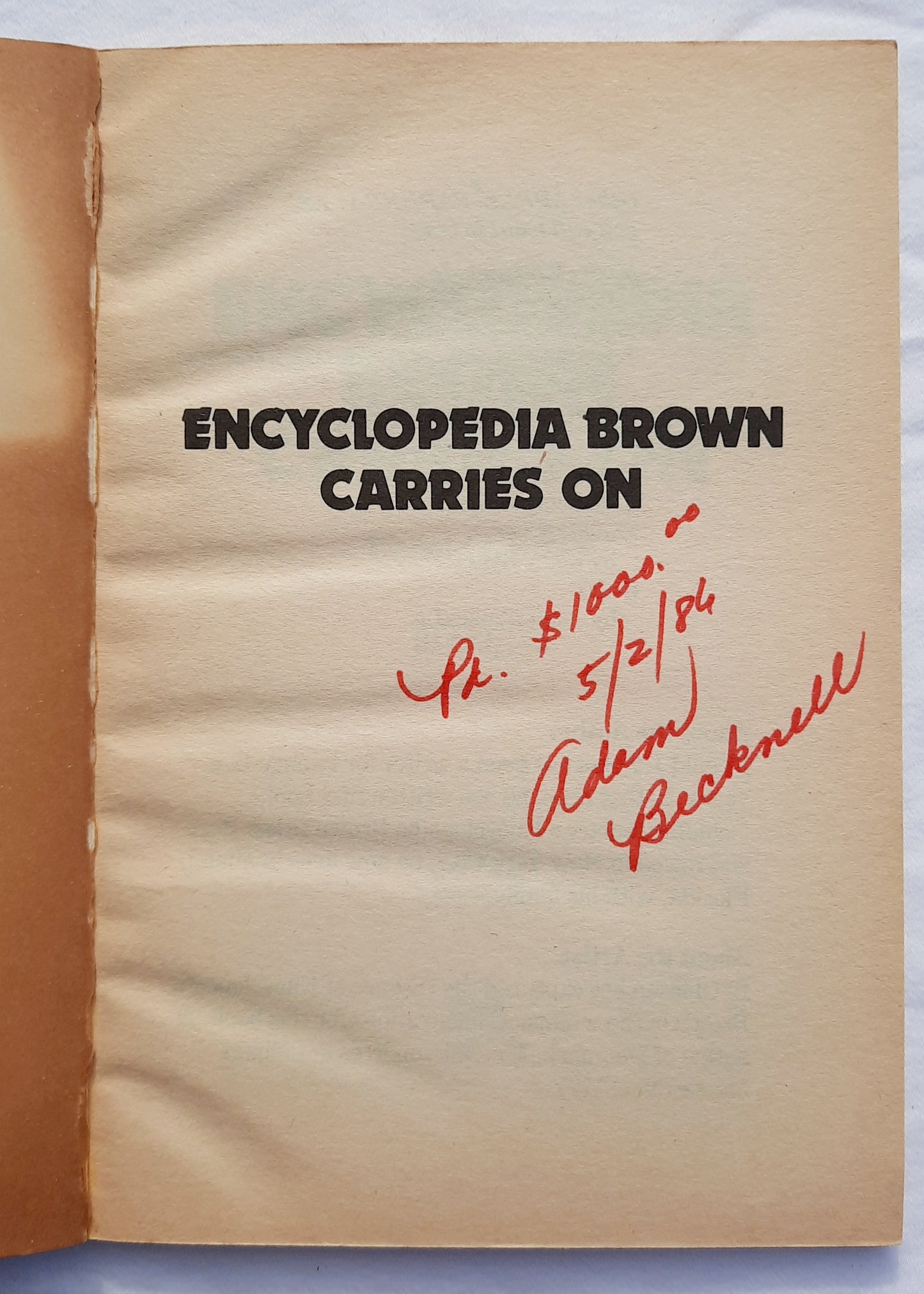 Encyclopedia Brown Carries On by Donald J. Sobol (Good, 1980, Pbk, 62 pages, Scholastic)