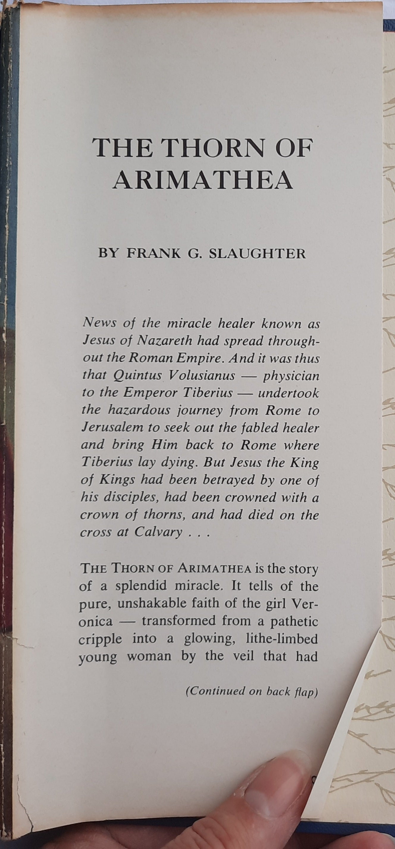 The Thorn of Arimathea by Frank G. Slaughtter (Very good, 1959, HC, 318 pages, Doubleday & Co.)