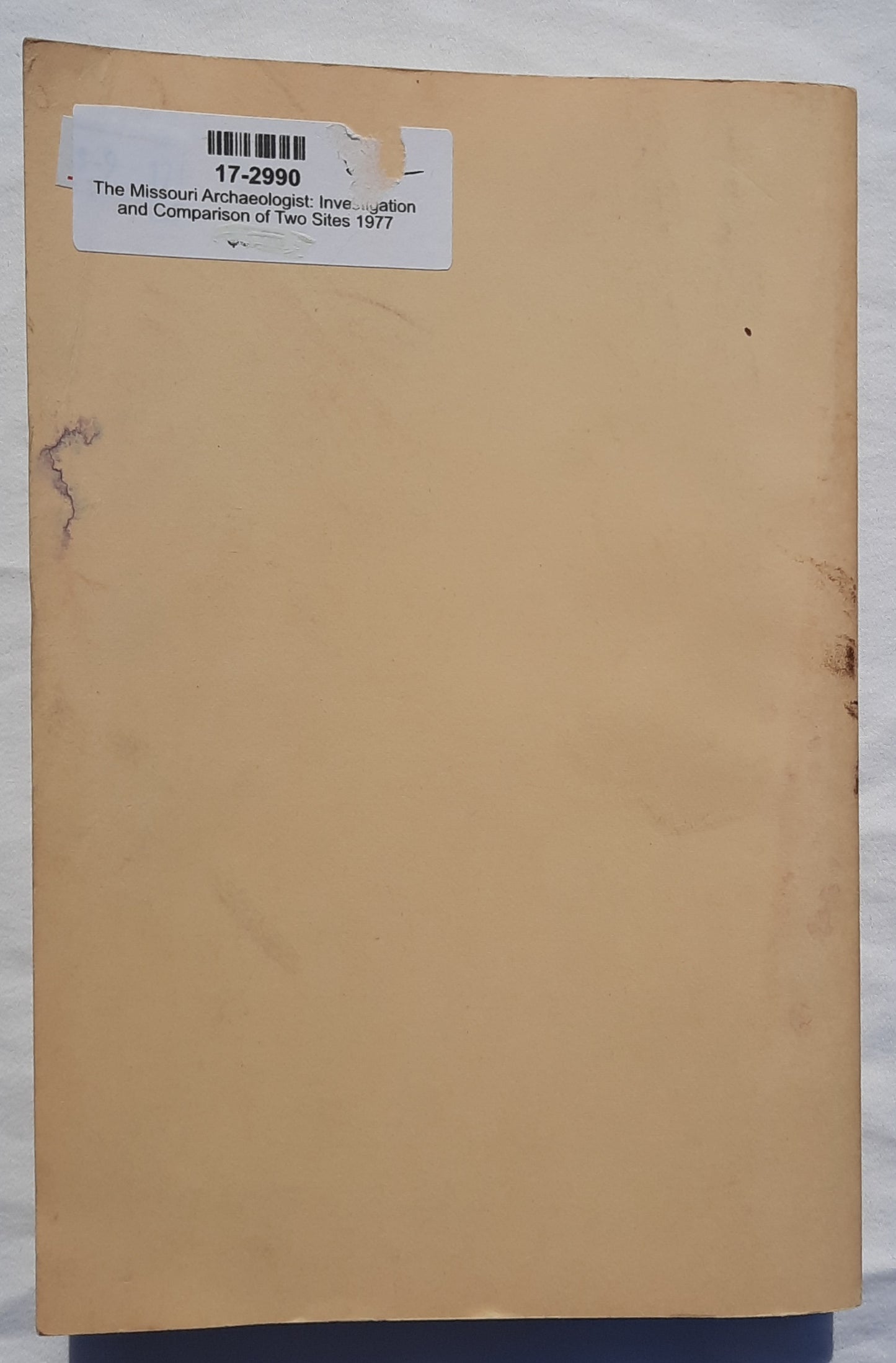 The Missouri Archaeologist: Investigation and Comparison of Two Fortified Mississippi Tradition Archaeological Sites in Southeastern Missouri by (Vol. 38/Dec. 1977, Acceptable, 346 pgs)