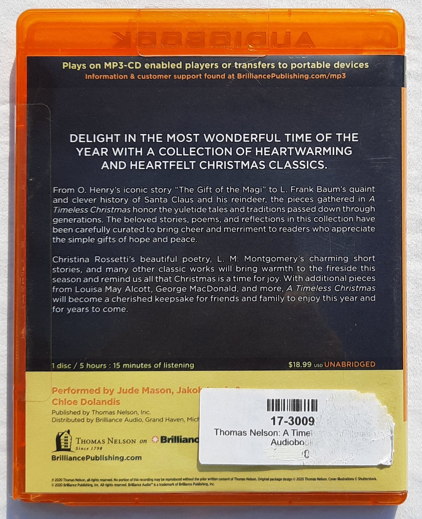 A Timeless Christmas Audiobook (New, 2020, CD, Thomas Nelson) Features: Henry, Baum, Alcott, MacDonald and more