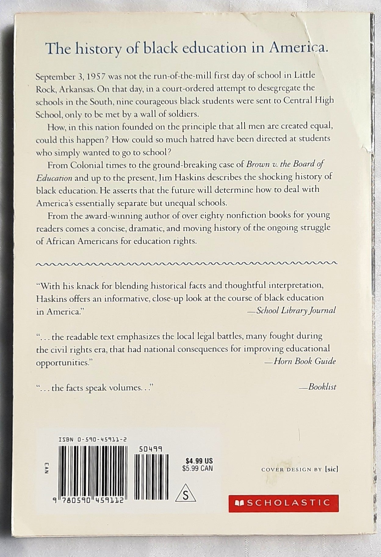Separate But Not Equal: The Dream and the Struggle by Jim Haskins (Very good, 2001, Pbk, 184 pages, Scholastic)