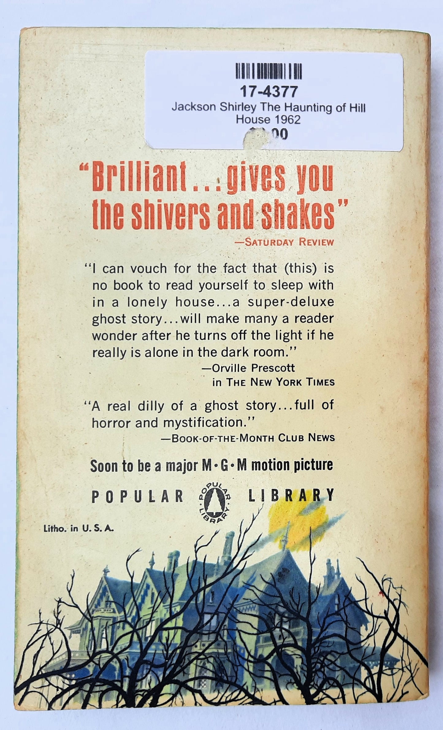 The Haunting of Hill House by Shirley Jackson (Very good, 1962, Pbk, 174 pages, Popular Library)