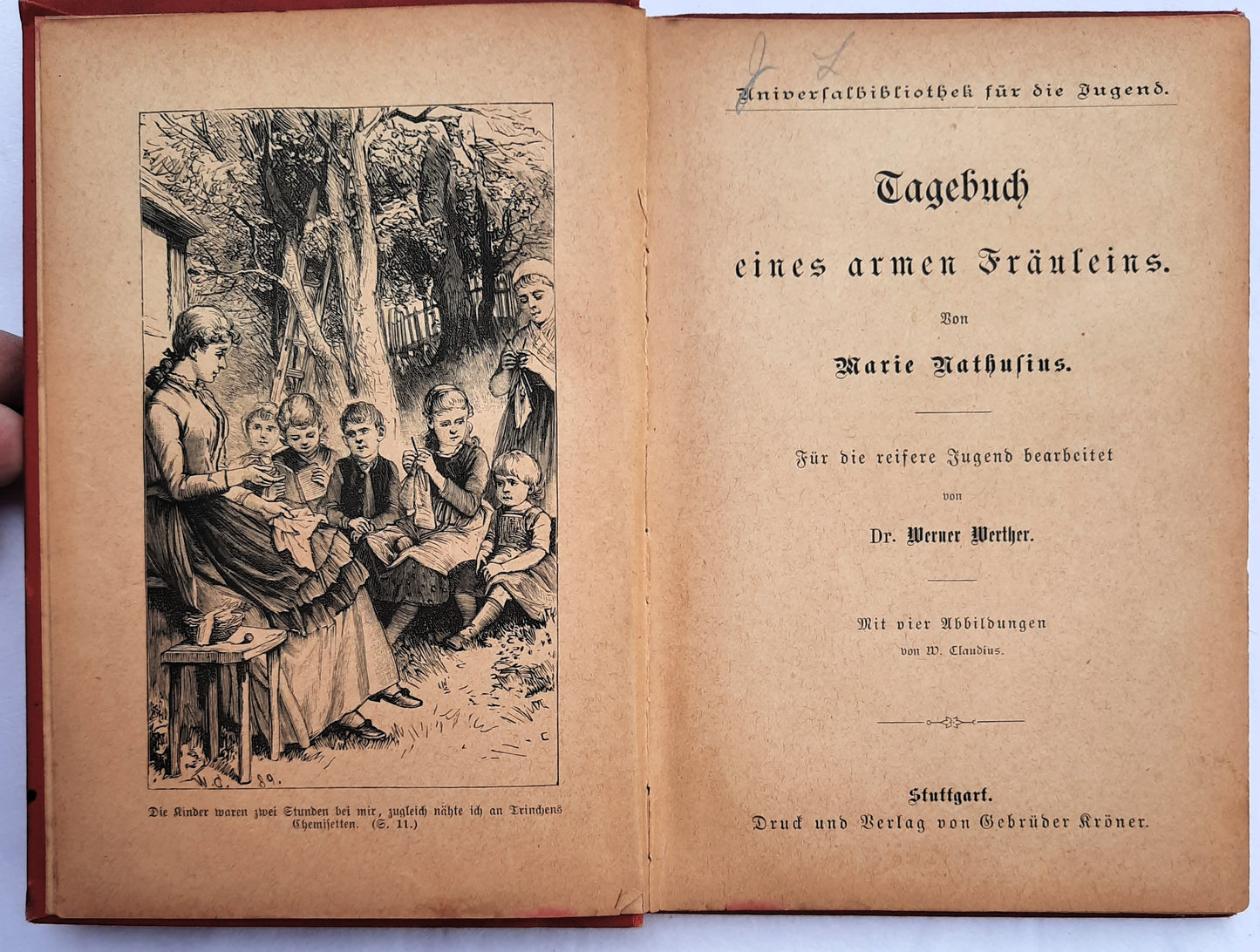 Universalbibliothek ur Die Jugend: Tagebuch eines armen frauleins by Marie Nathusius (Acceptable, 1900, HC, Stuttgart)