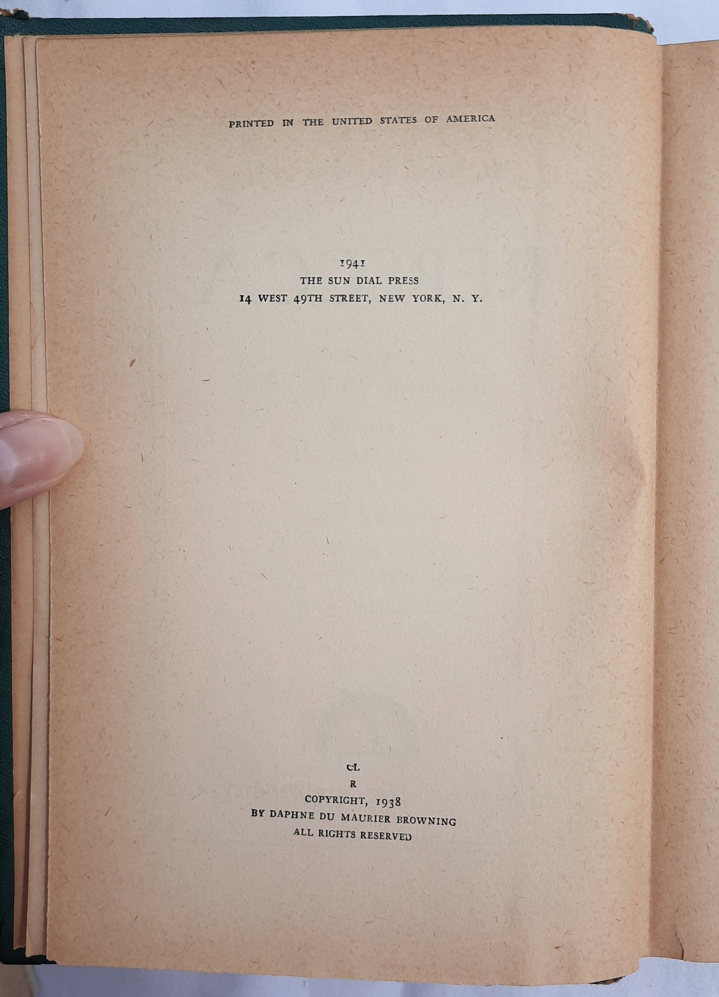 Rebecca by Daphne du Maurier (Acceptable, 1941, HC, 457 pages, The Sun Dial Press)