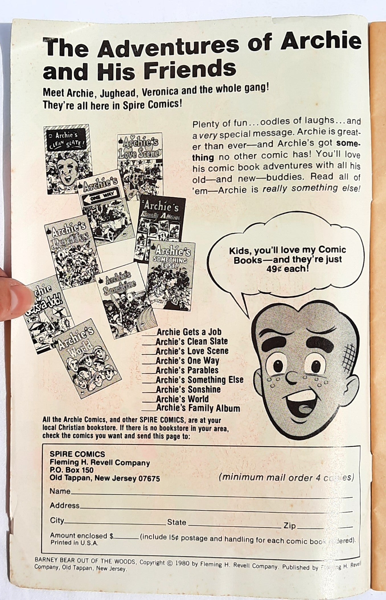 Kiddies Christian Comics: Barney Bear: Out of the Woods! by Al Hartley (Good, 1980, Pbk, 32 pages, Fleming H. Revell