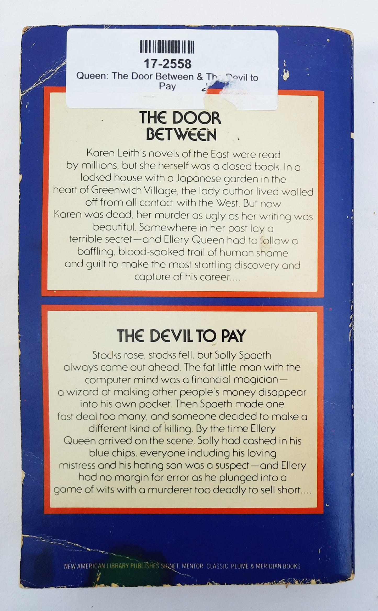 The Door Between & The Devil to Pay by Ellery Queen (Good, 1980, Pbk, 192 pages, Signet)