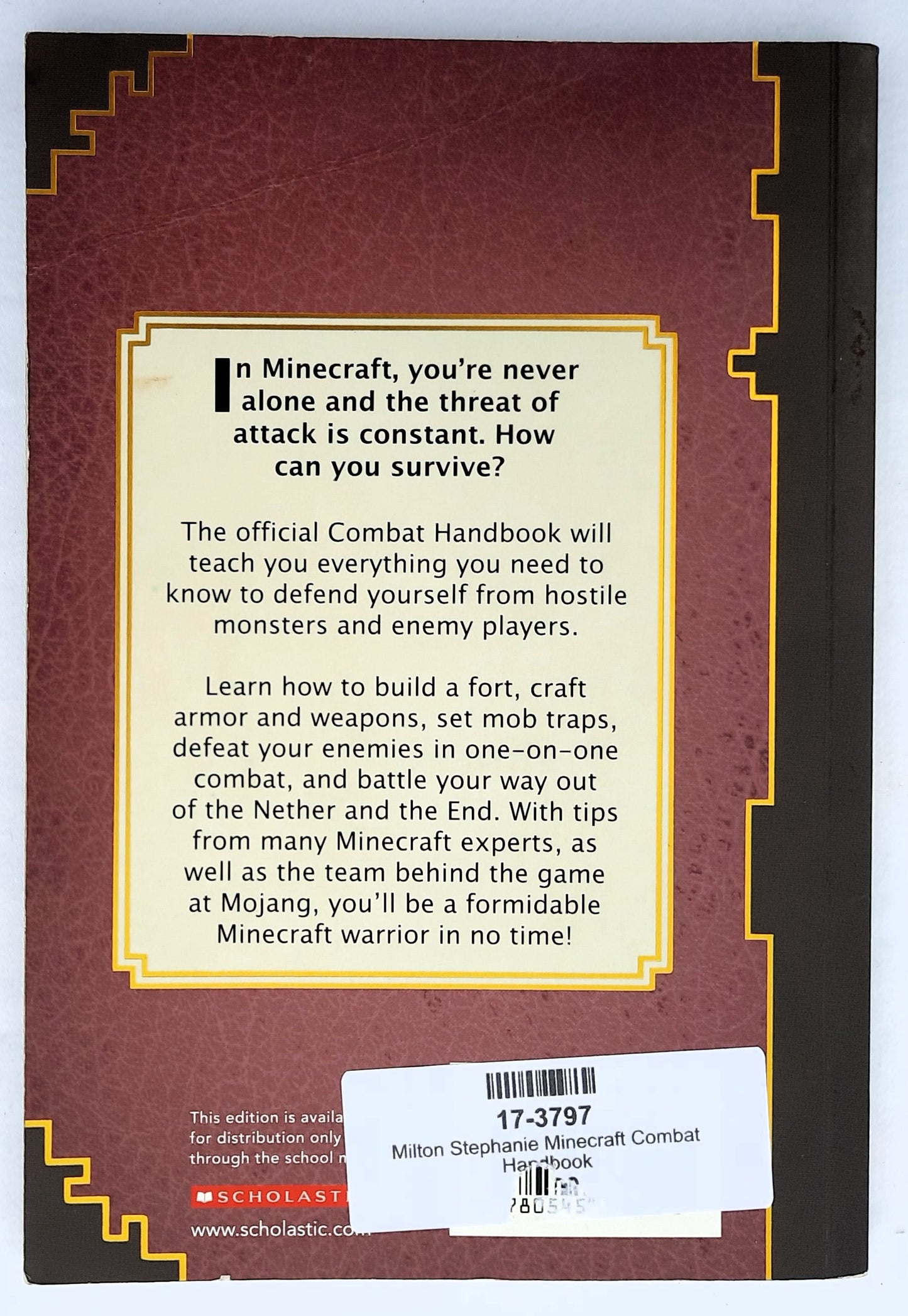 Minecraft: Combat Handbook by Stephanie Milton (Very good, 2014, Pbk, 79 pages, Scholastic)
