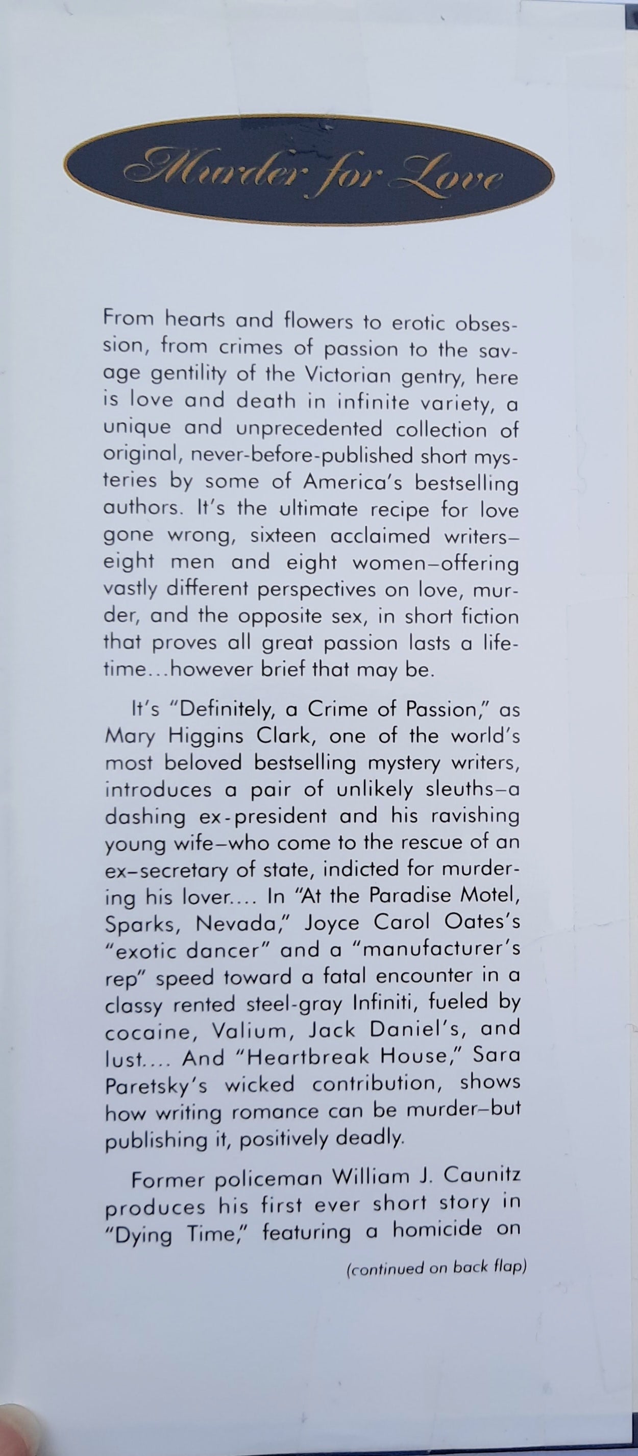 Murder for Love edited by Otto Penzler (Good, 1996, HC, 319 pages, Delacorte Press)
