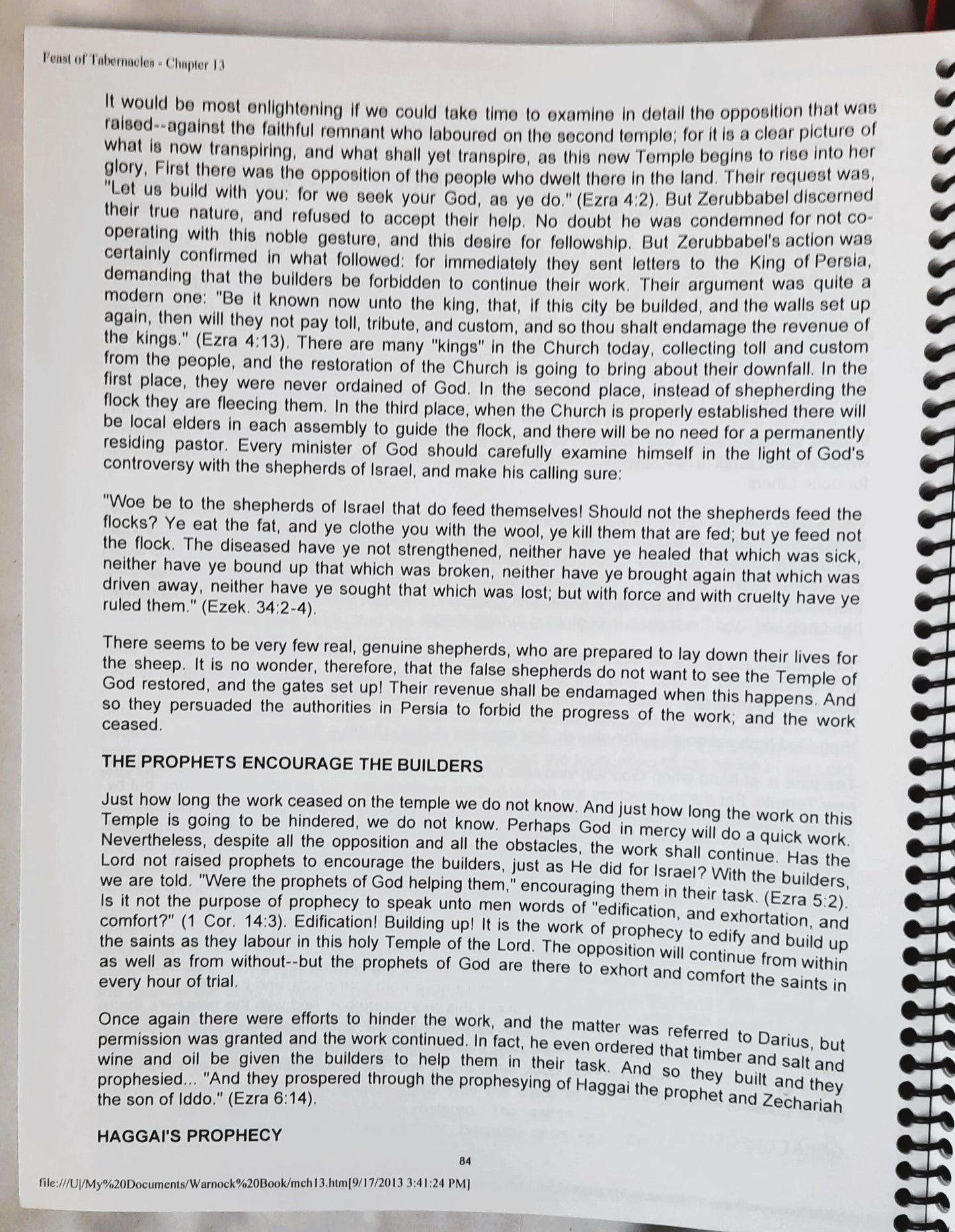 The Feast of Tabernacles by George H. Warnack (Very good, 1951, Spiral Bound 2013, 108 pages)