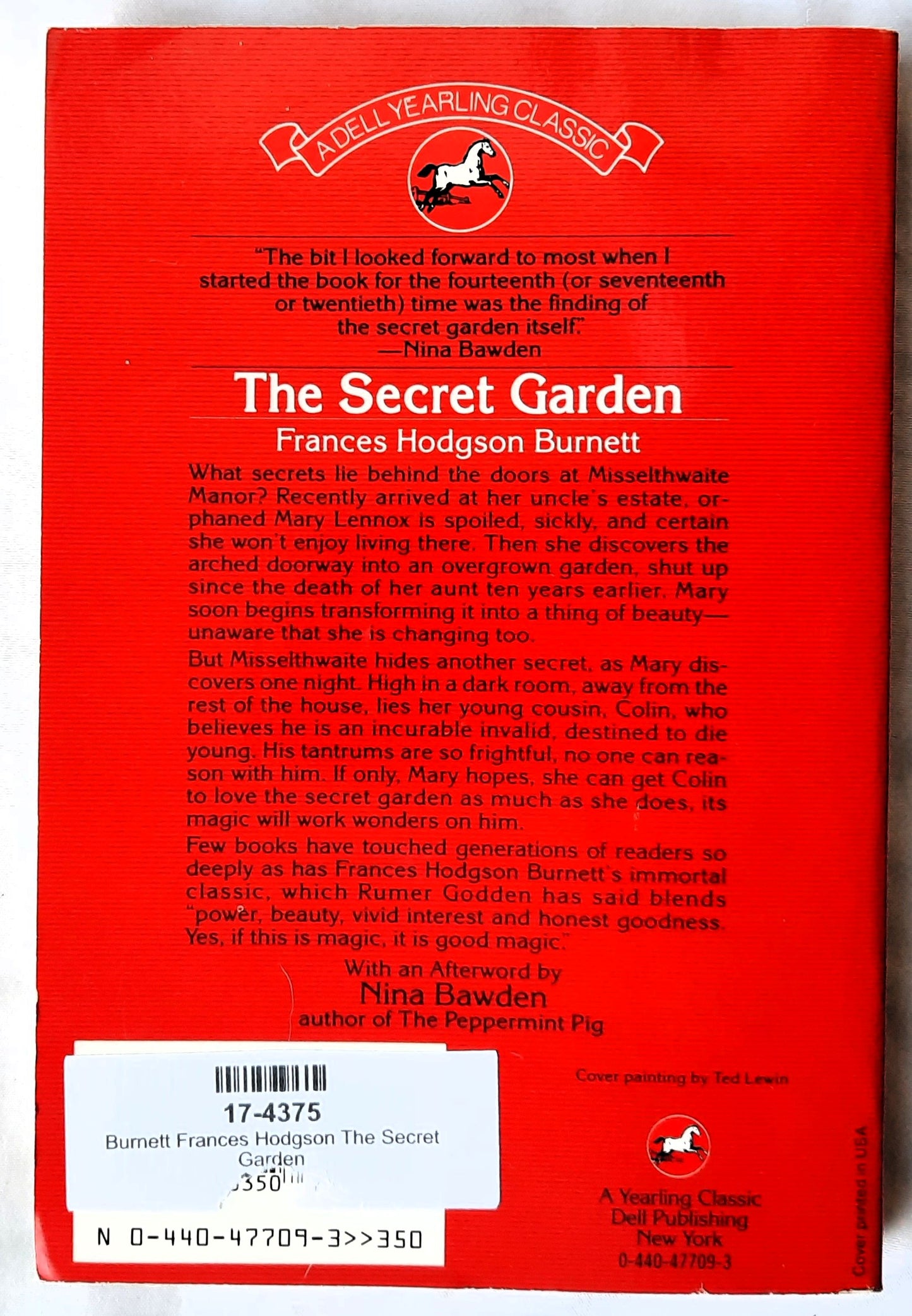 The Secret Garden by Frances Hodgson Burnett (Very good, 1990, Pbk, 287 pages, Dell Publishing)