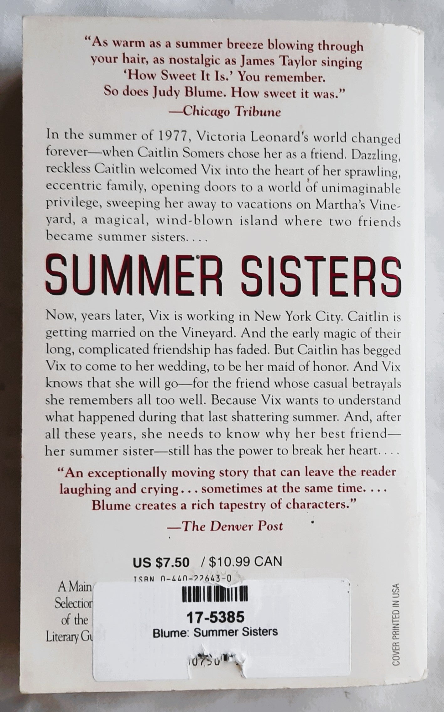 Summer Sisters by Judy Blume (Very Good, 1999, Pbk, 399 pages, Dell Fiction)