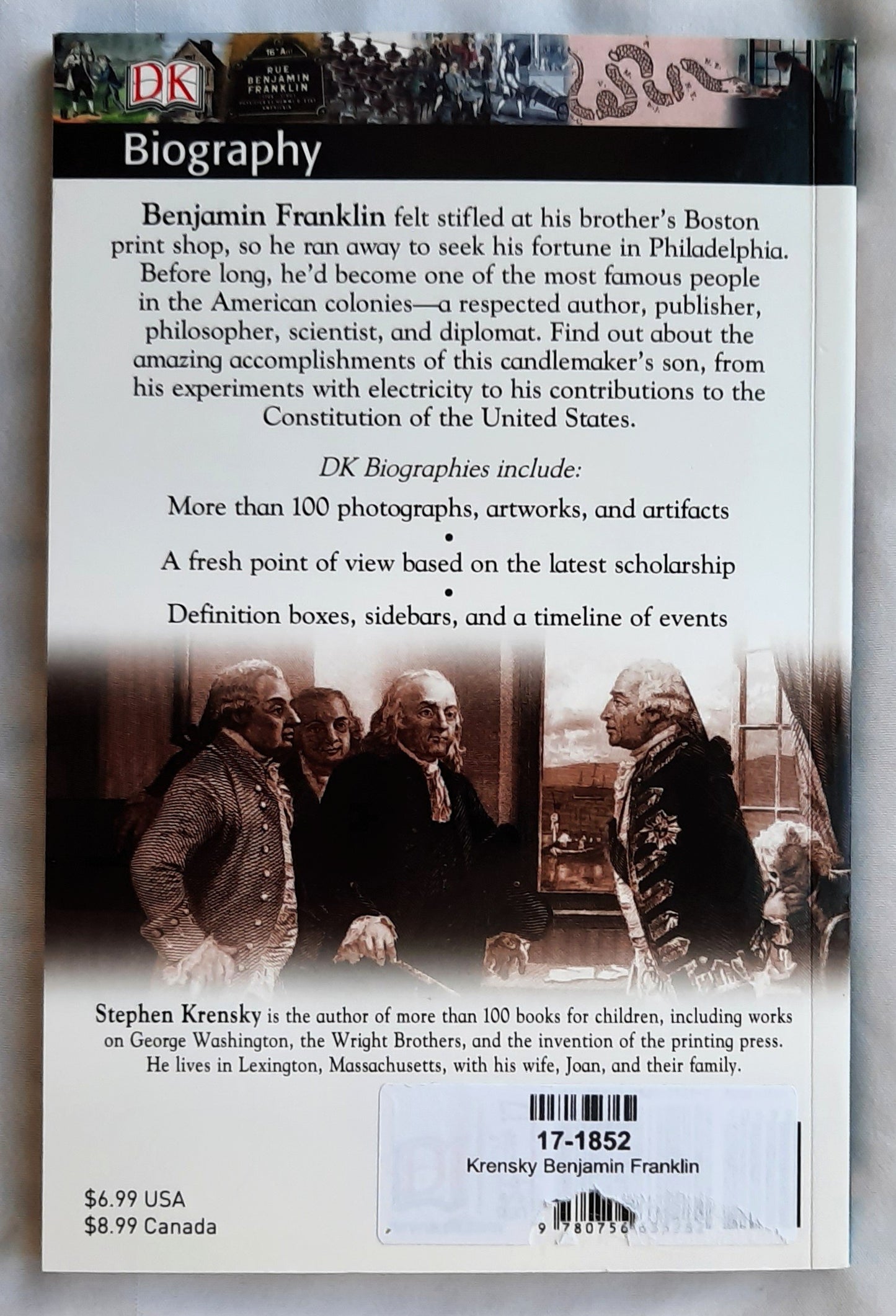 Benjamin Franklin by Stephen Krensky (Very good, 2007, Pbk, 128 pages, DK Biography)