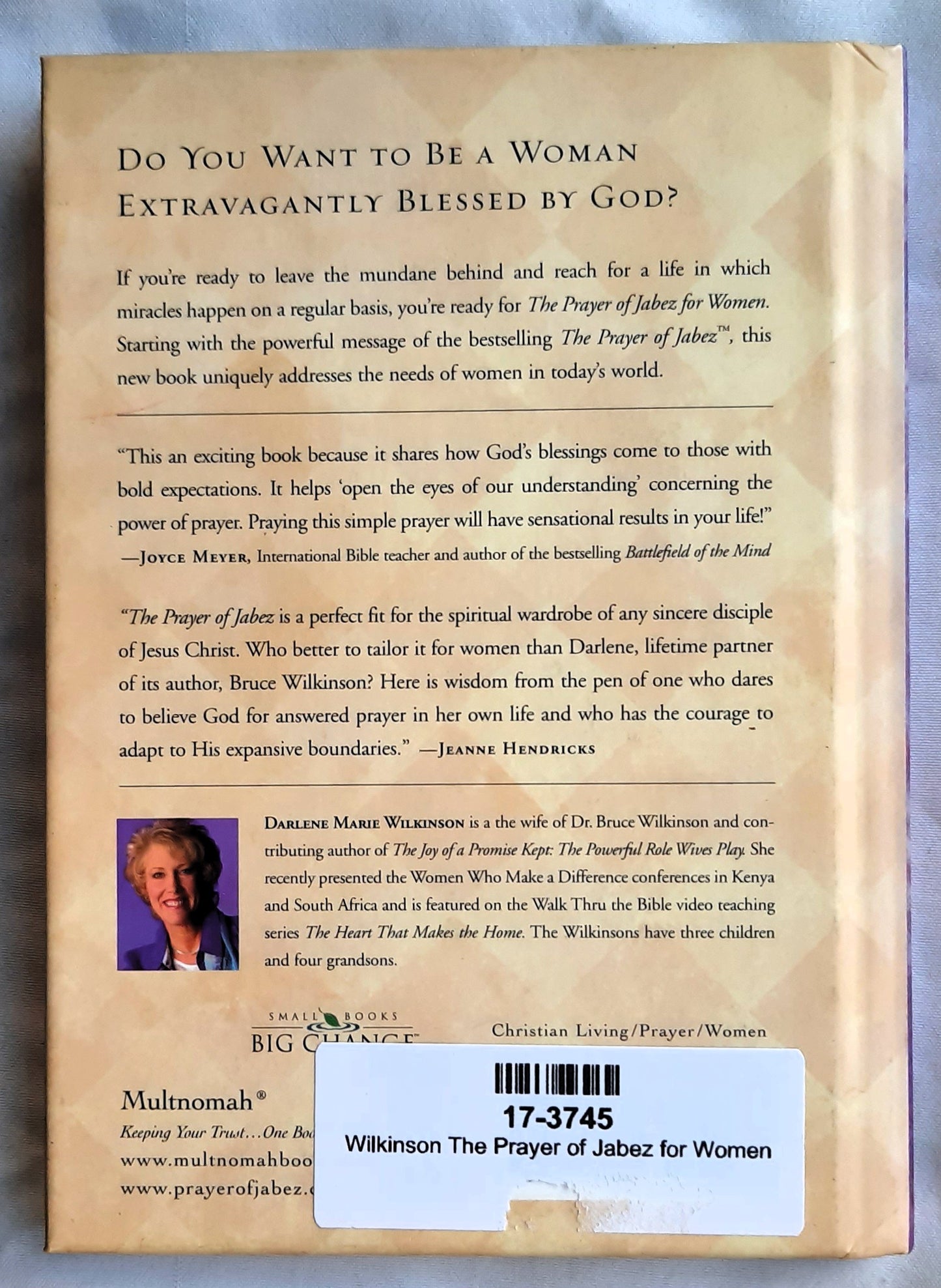 The Prayer of Jabez for Women by Darlene Marie Wilkinson (Like New, 2002, HC, 105 pages, Multnomah)