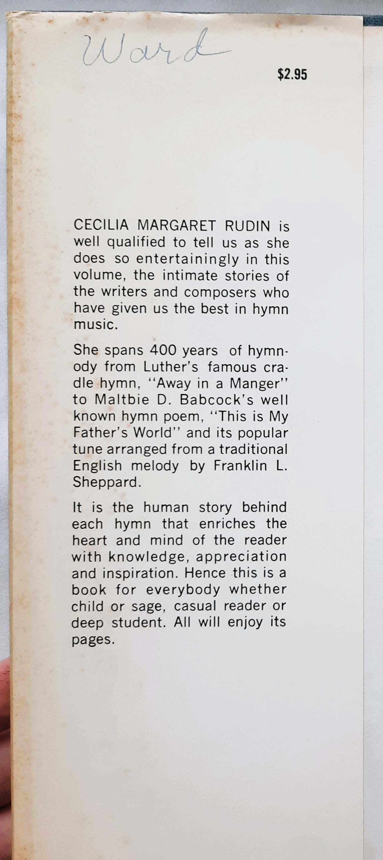 Stories of Hymns We Love by Cecilia Margaret Rudin (Good, 1972, HC, 96 pages, Singspiration)