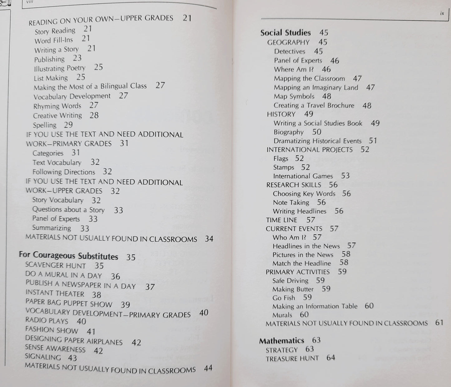 Survival Kit for Substitutes: Activities That Work in Elementary Classrooms by Vita Pavlich; Eleanor Rosenast (Good, Pbk, 1974, Citation Press, 110 pages)