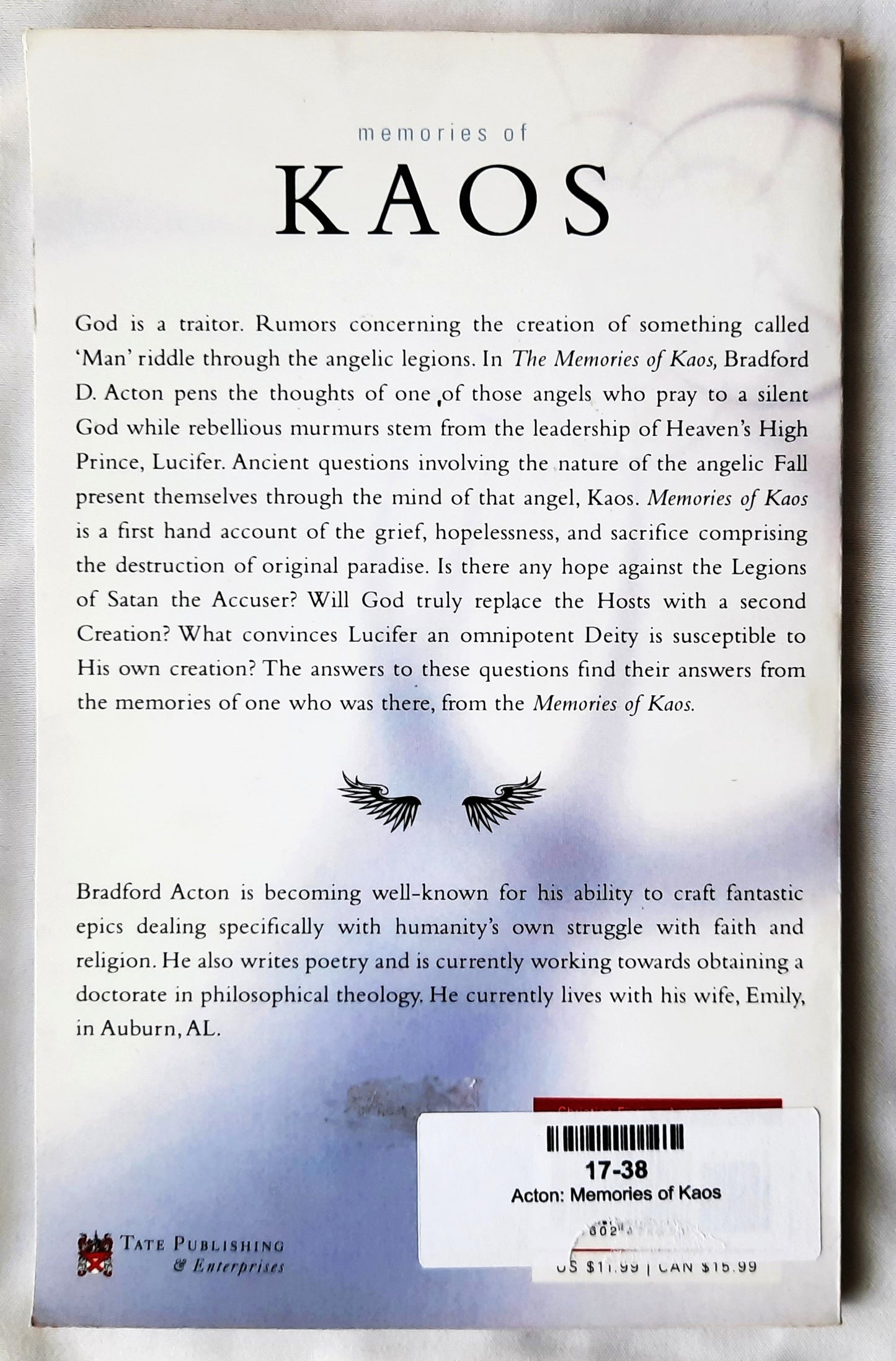 Memories of Kaos: The Lost Sons of God by Bradford Acton (New, 2007, Pbk, 139 pages, Tate Publishing)