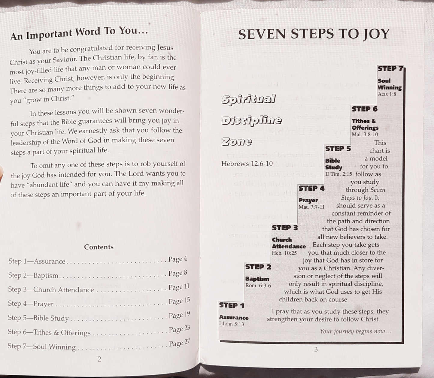 Seven Steps to Joy: Basic Steps for Christian Growth by Tom Ward (Very good, 1998, Pbk, 32 pages, Partners in Ministry)