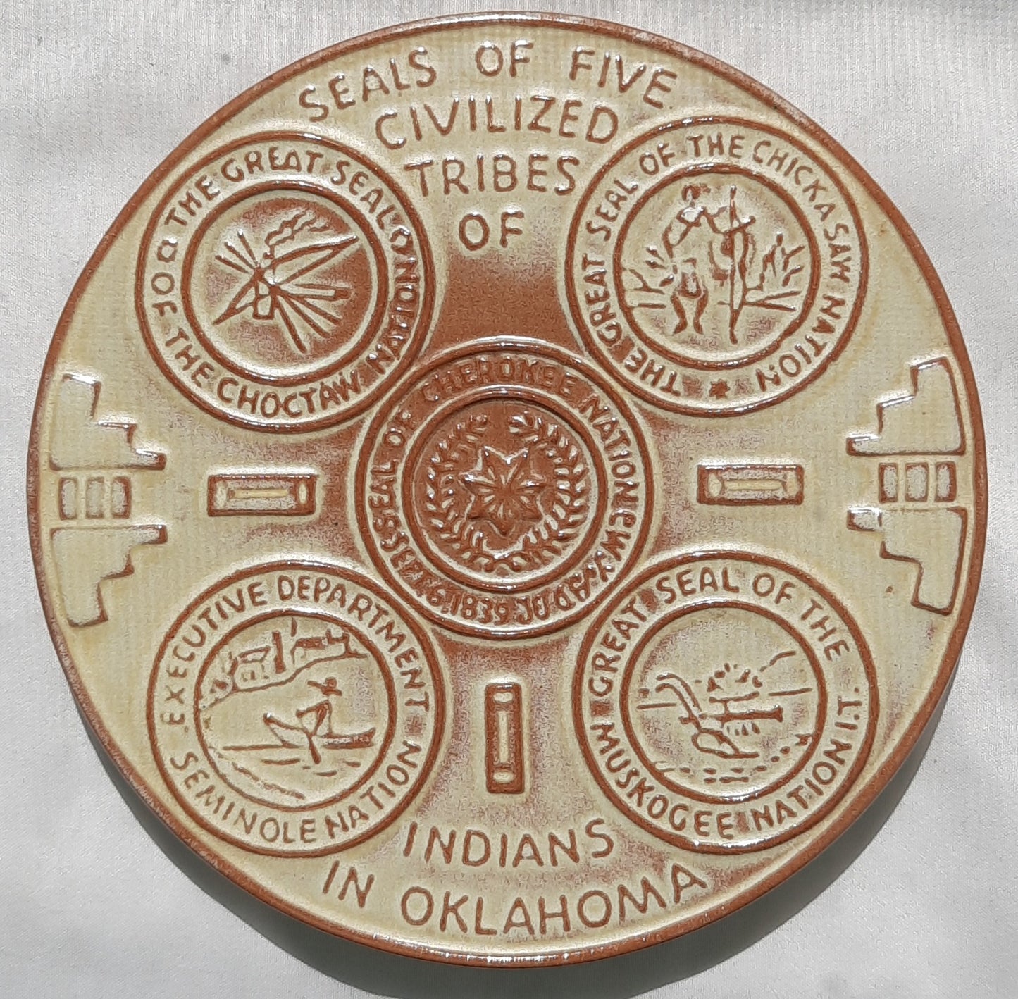 Seals of Five Civilized Tribes of Indians of Oklahoma by Frankoma Trivet Collectible (Very Good)