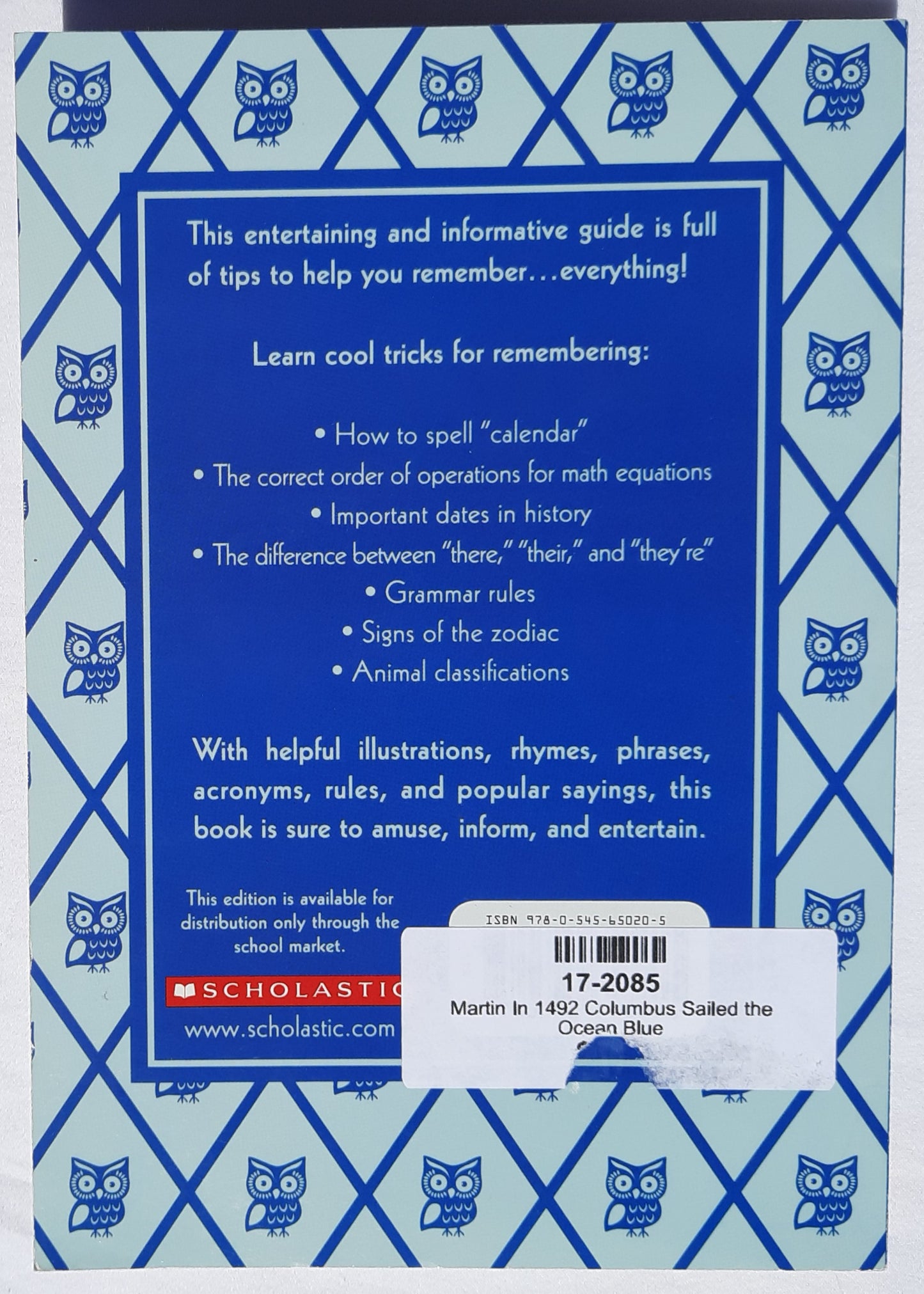 In 1492 Columbus Sailed the Ocean Blue by Steve Martin (Good, 2013, Pbk, 126 pages, Scholastic)