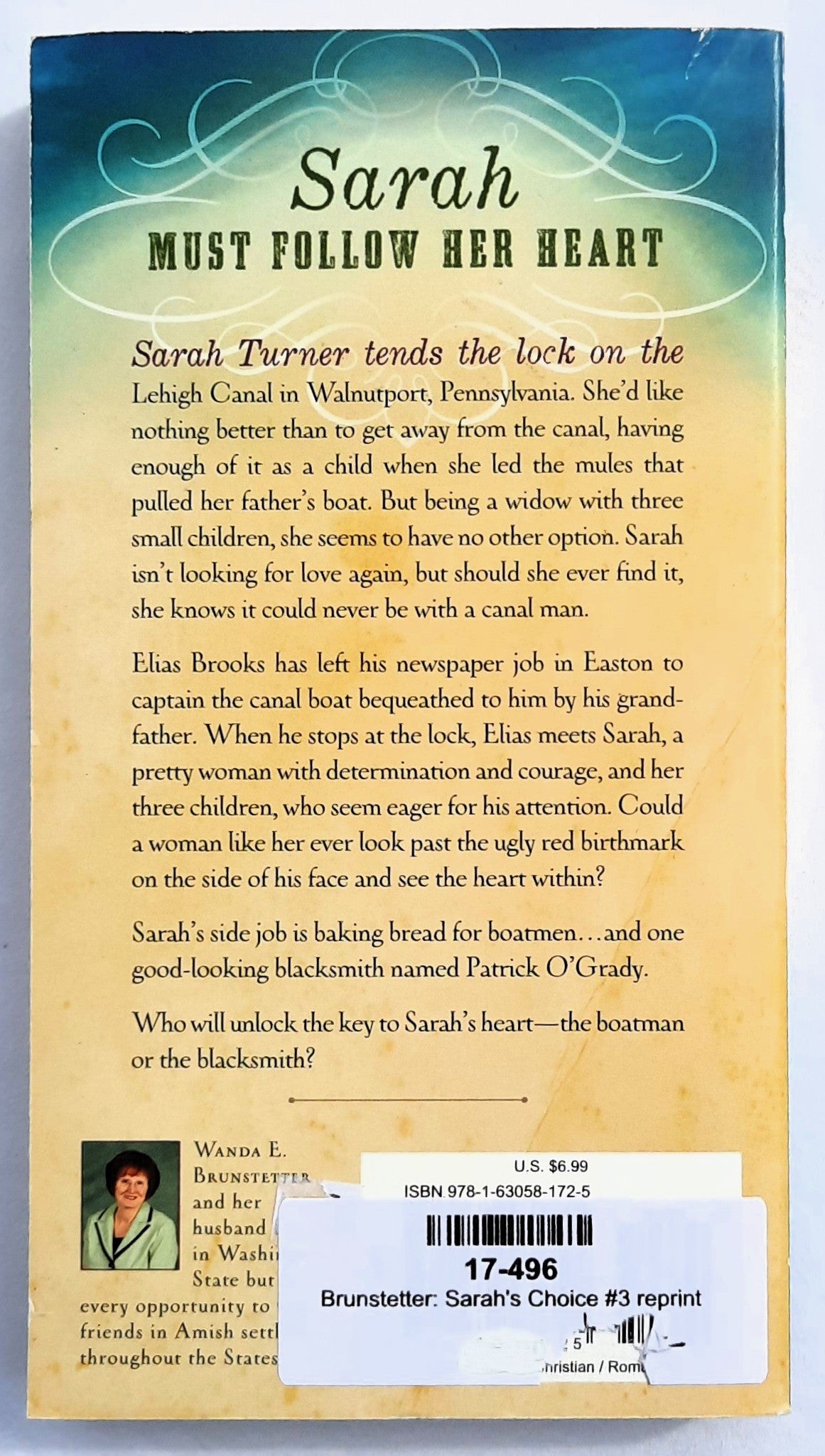 Sarah's Choice by Wanda E. Brunstetter (Brides of Lehigh Canal #3, New, 2018, Pbk, 288 pages, Barbour)