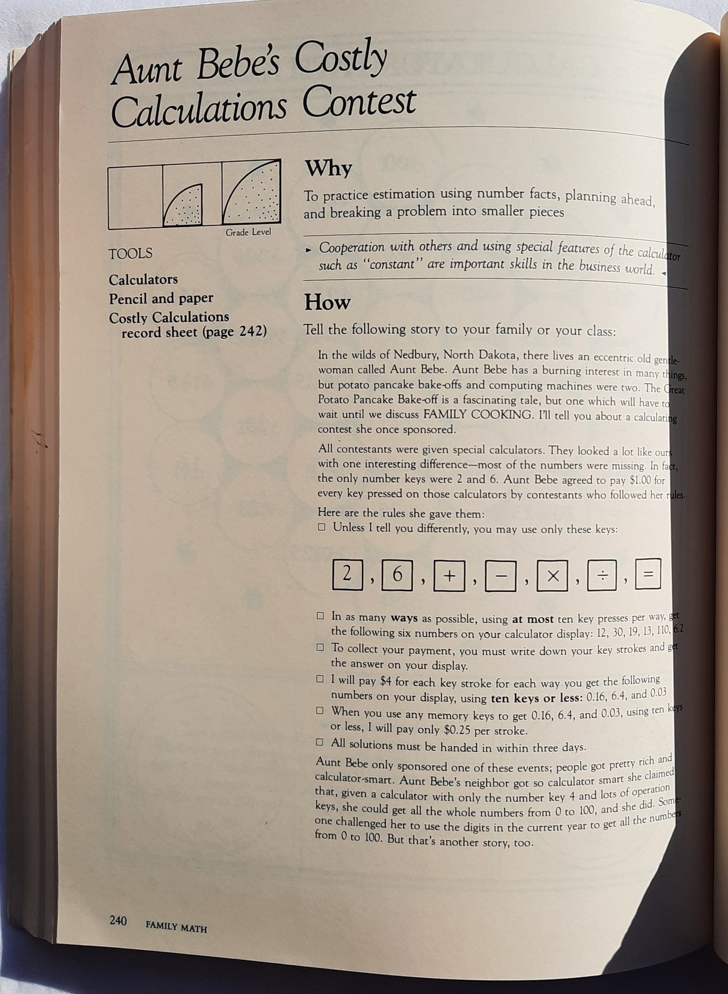 Family Math by Jean Stenmark; Marilyn Hill (Good, 1986, Pbk, 319 pages, Regents University of California)