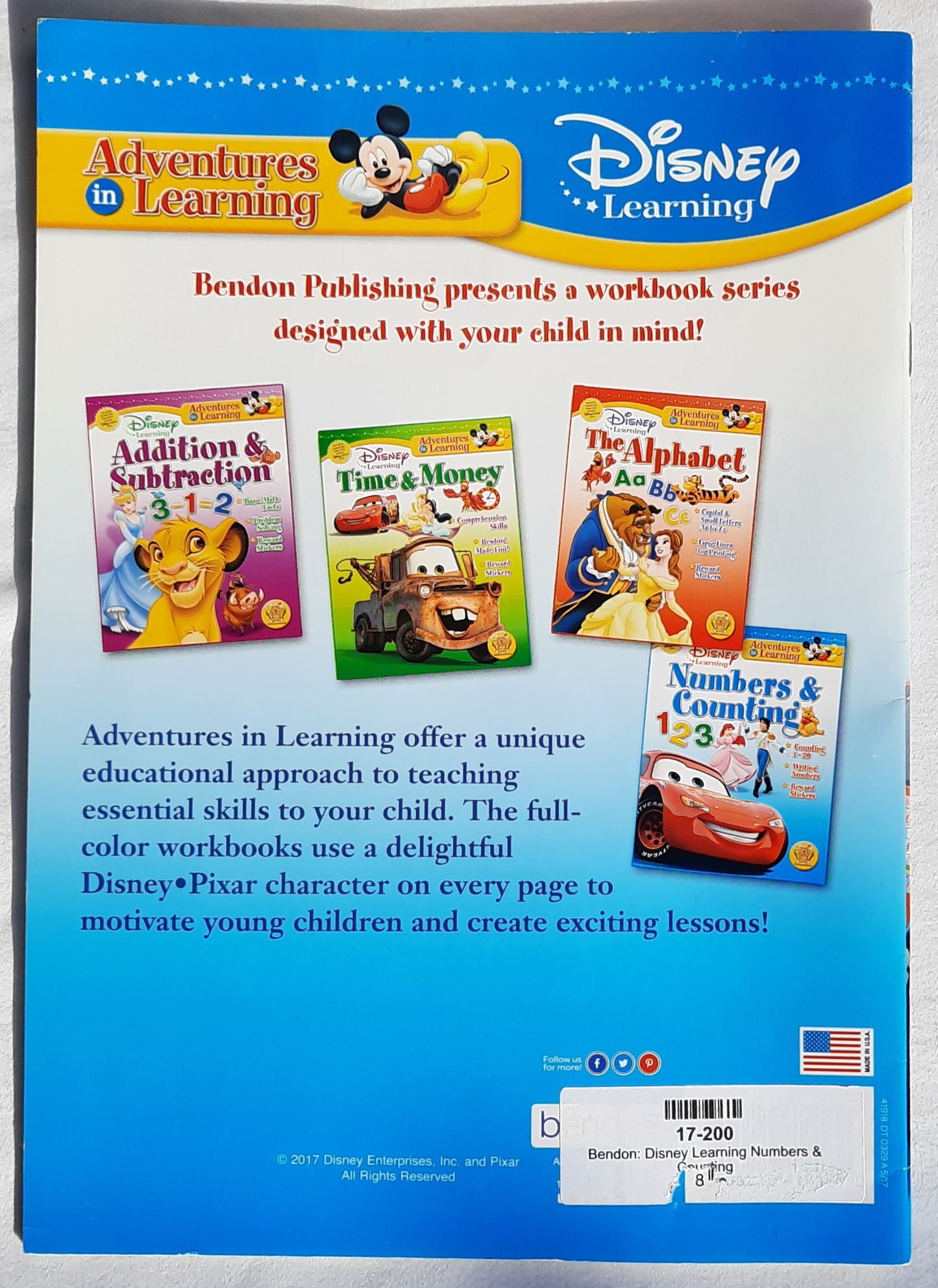 Disney Adventures in Learning: Numbers & Counting by Bendon (Like New, 2017, Pbk)
