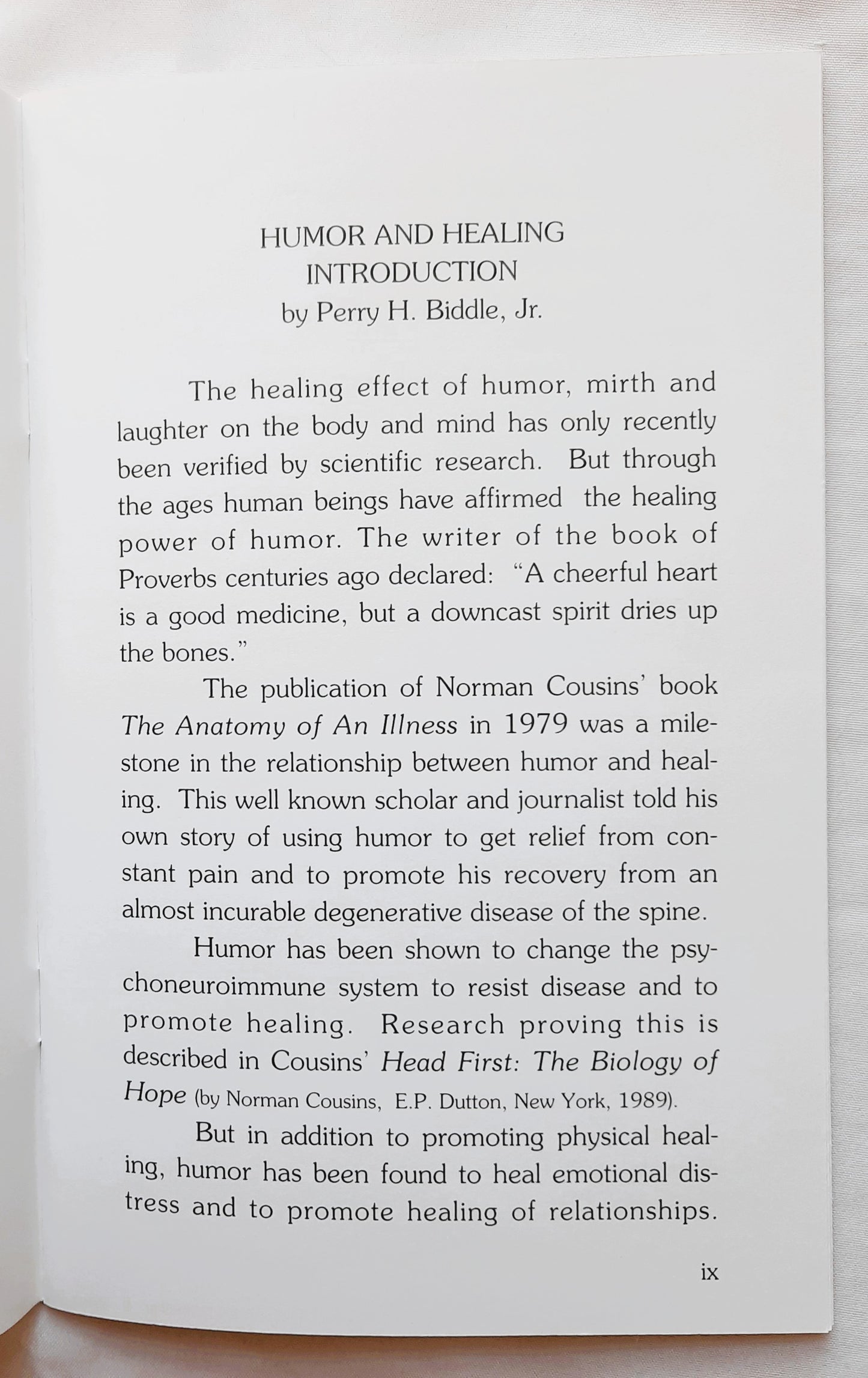 Humor & Healing by Perry Biddle (Good, 1996, Pbk, Desert Ministries, 42 pages)
