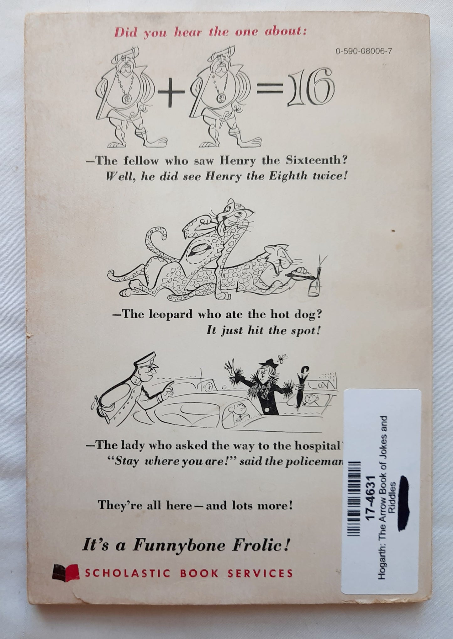 The Arrow Book of Jokes and Riddles by William Hogarth (Good, 1962, Pbk, 94 pages, Scholastic)