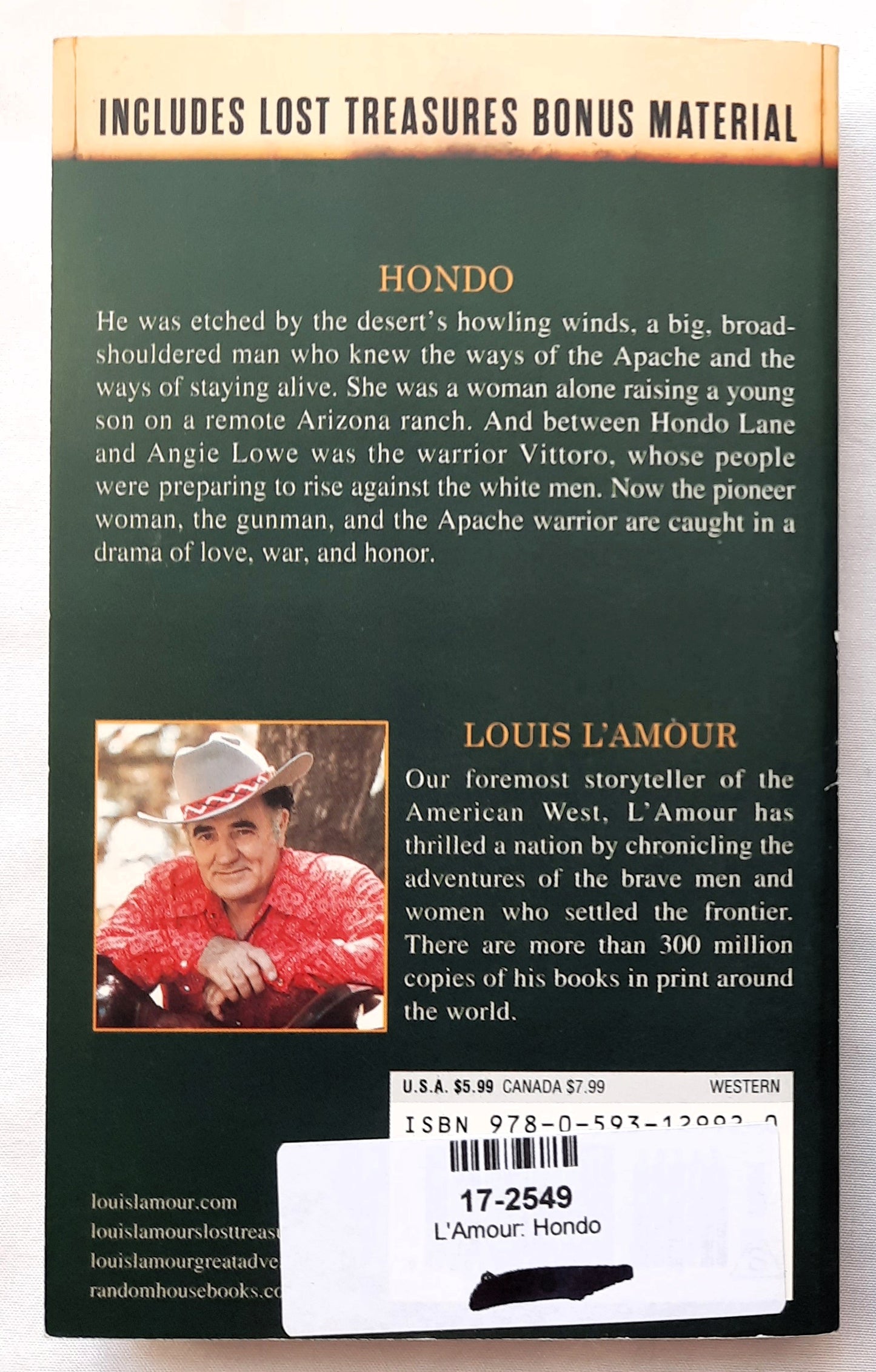 Hondo by Louis L'Amour (Louis L'Amour's Lost Treasures, Very good, 2019, Pbk, Bantam Books, 258 pages)