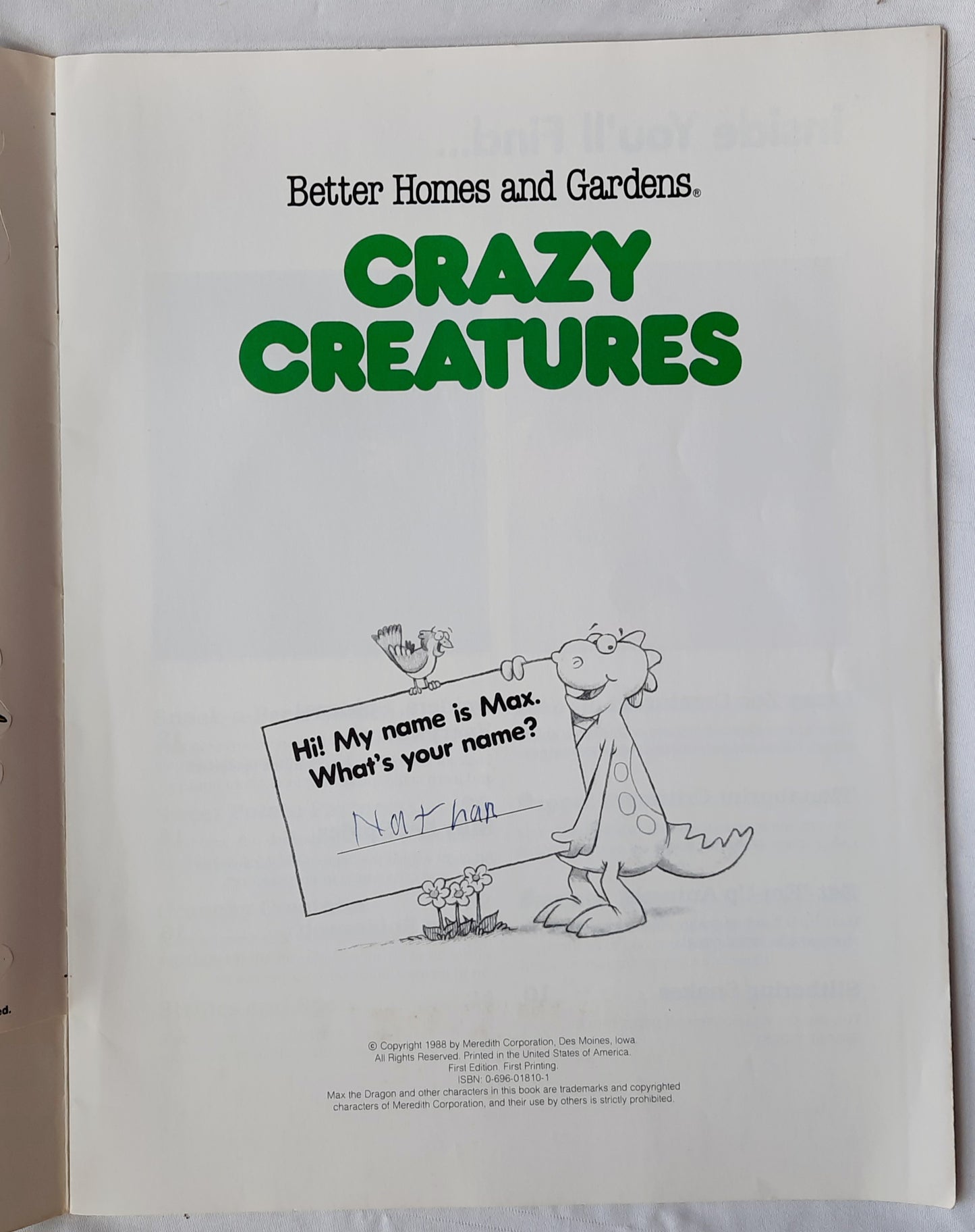 Crazy Creatures by Better Homes & Gardens (Very good, 1988, Pbk, 32 pages, Meredith Corporation)