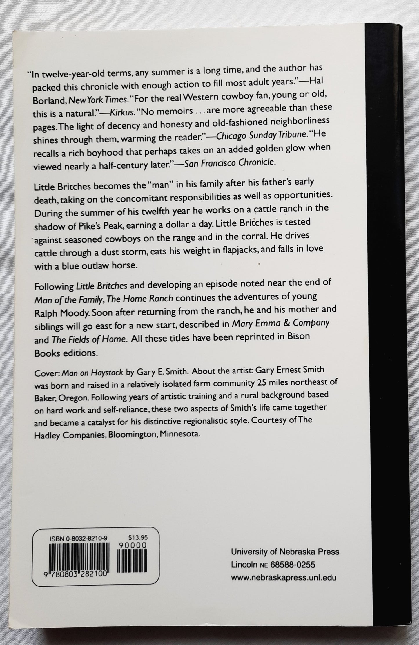 The Home Ranch by Ralph Moody (Little Britches #3, Very good, 1994, Pbk, 277 pages, University of Nebraska Press)