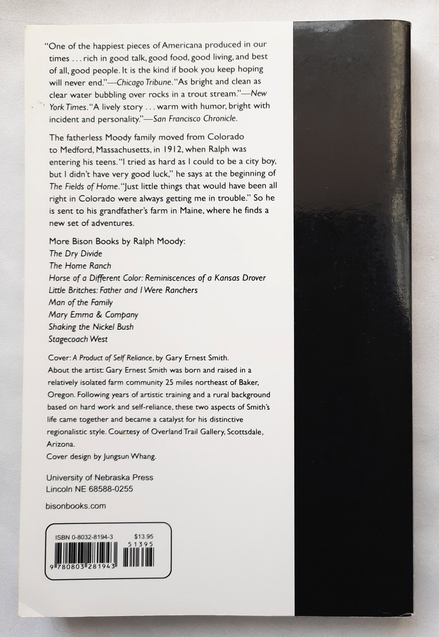 The Fields of Home by Ralph Moody (Little Britches #5, Very good, 1993, Pbk, 335 pages, University of Nebraska Press)