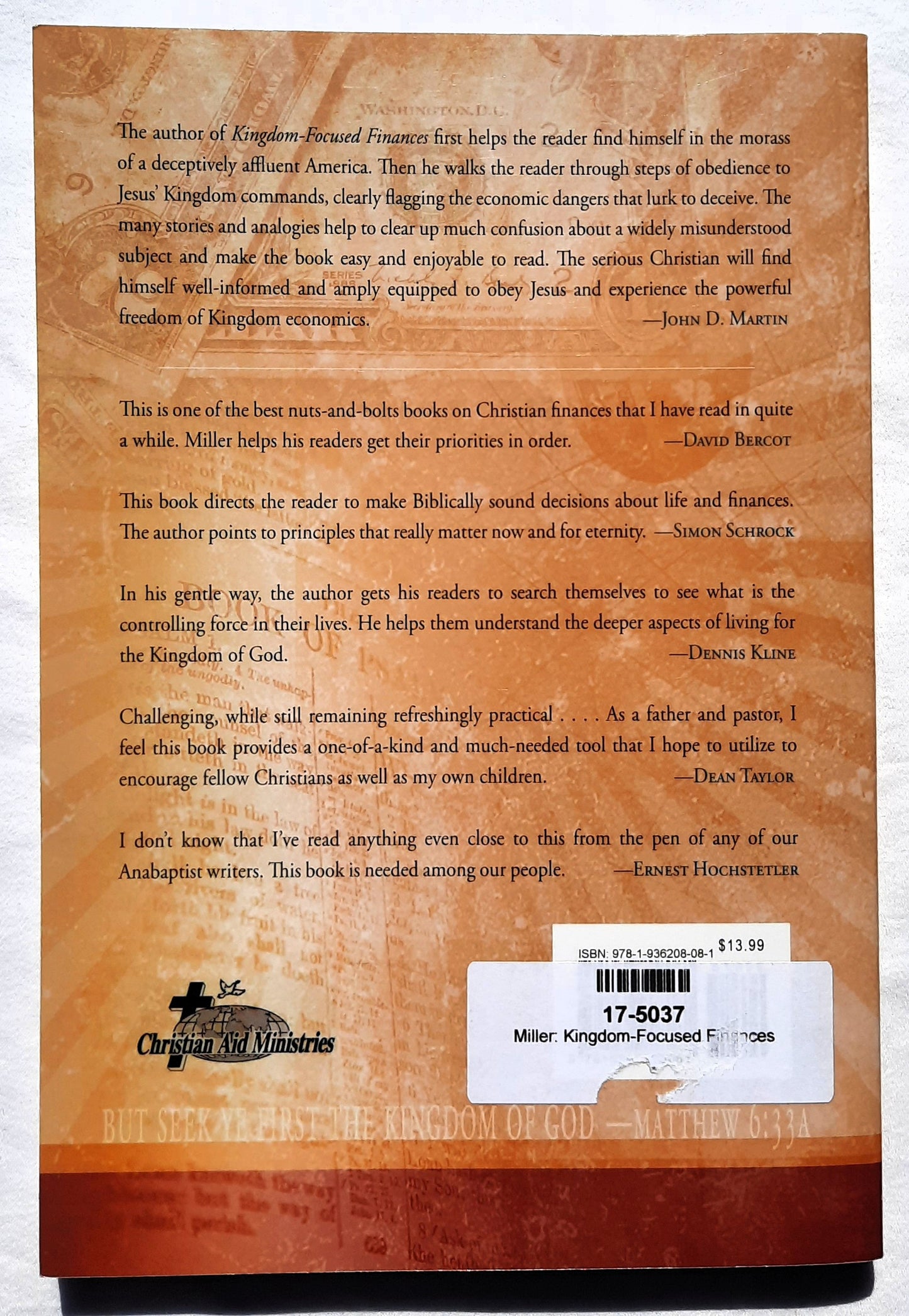 Kingdom-Focused Finances for the Family by Gary Miller (Very good, 2010, Pbk, 239 pages, Christian Aid Ministries)