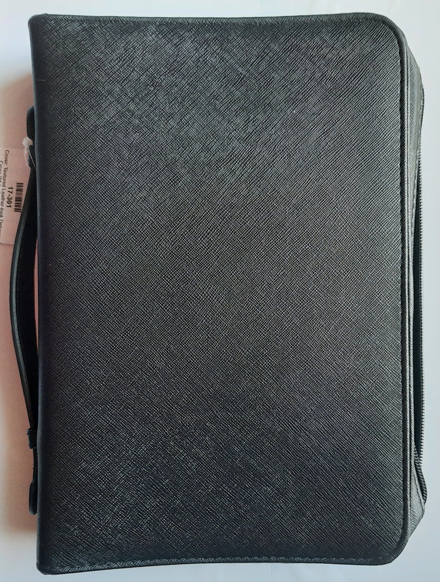 Bible Cover: Textured Leather-look with Debossed Cross by White Dove Designs (New, Black, Extra-Large)