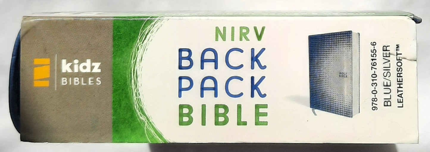 NiRV Backpack Bible Comfort Print Blue/Silver Leathersoft (New, 2018, Soft, 1664 pages, Zonderkidz)
