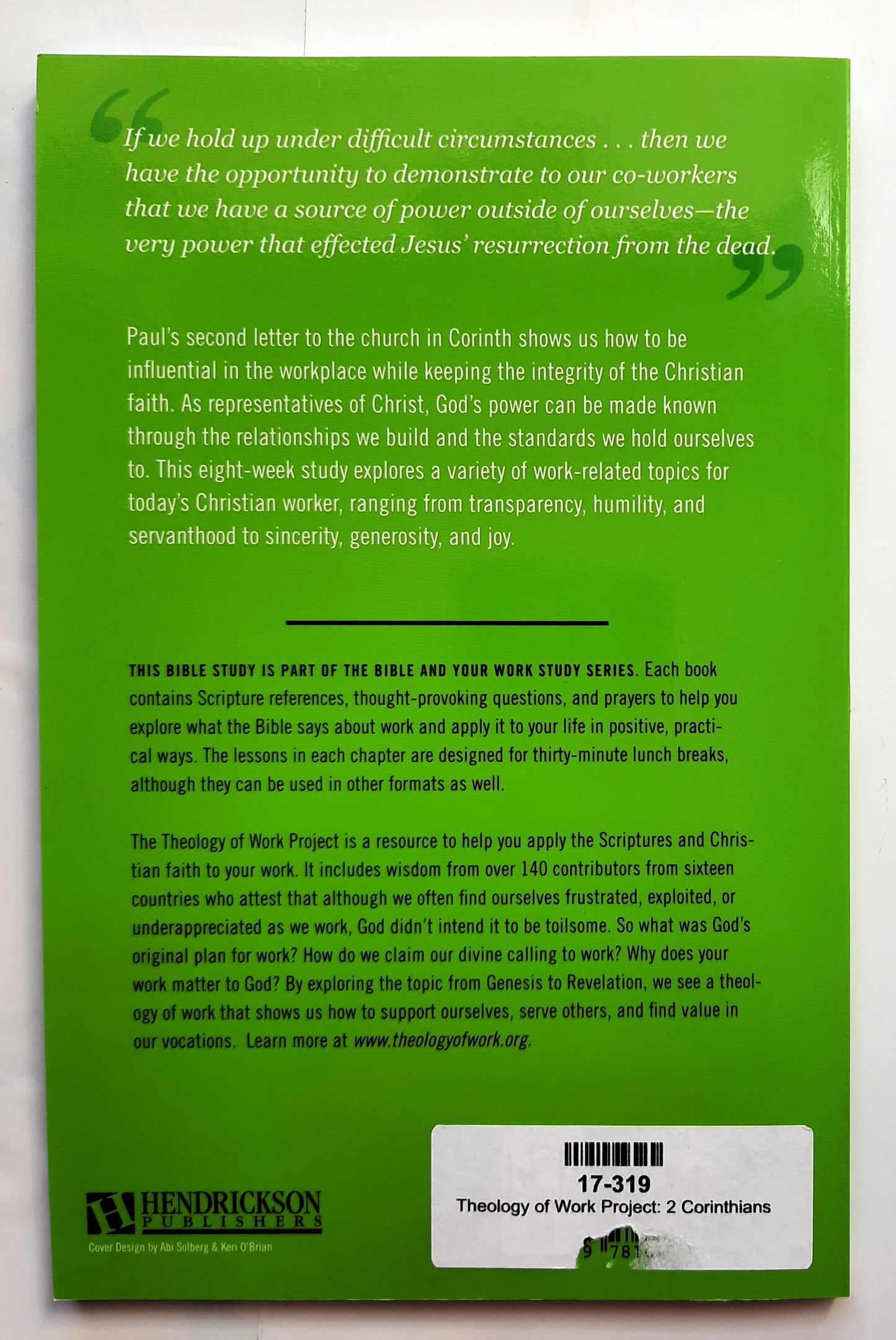 Theology of Work Project: 2 Corinthians (New, 2015, Pbk, 81 pages, Hendrickson)