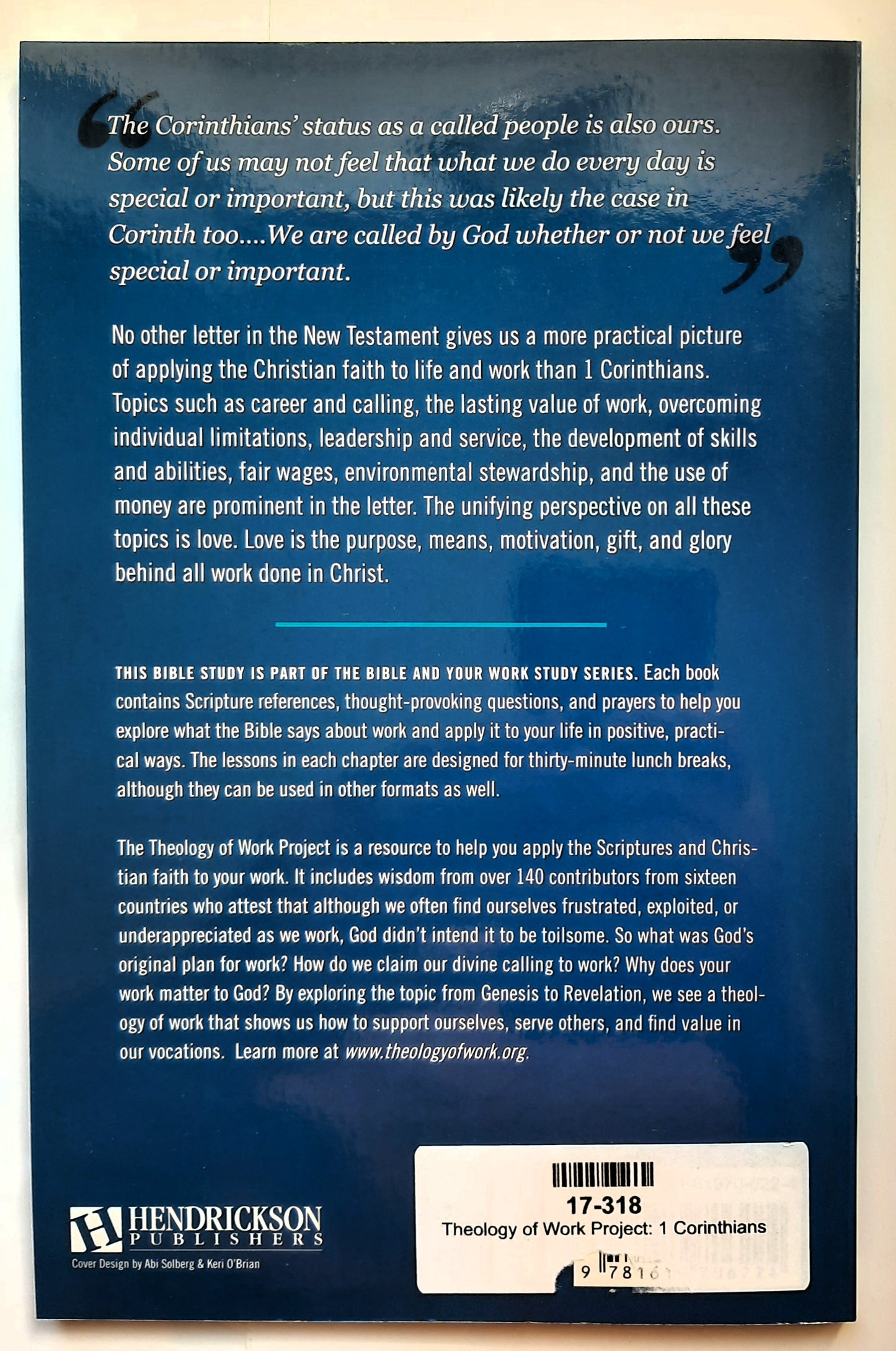 Theology of Work Project: 1 Corinthians (New, 2015, PBk, 96 pages, Hendrickson)