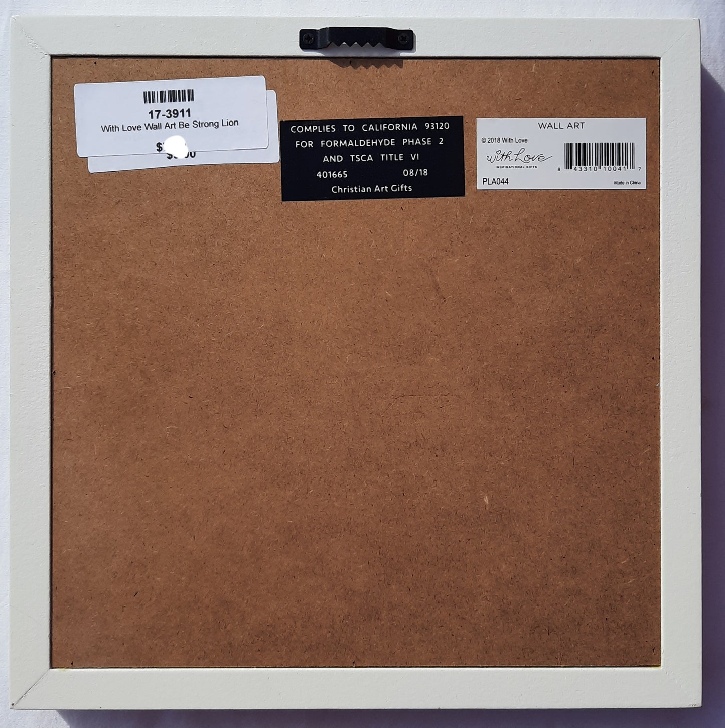 Be Strong, Lion with Weights White Framed Art 9.5" Square (New, 2018, Christian Art Gifts)