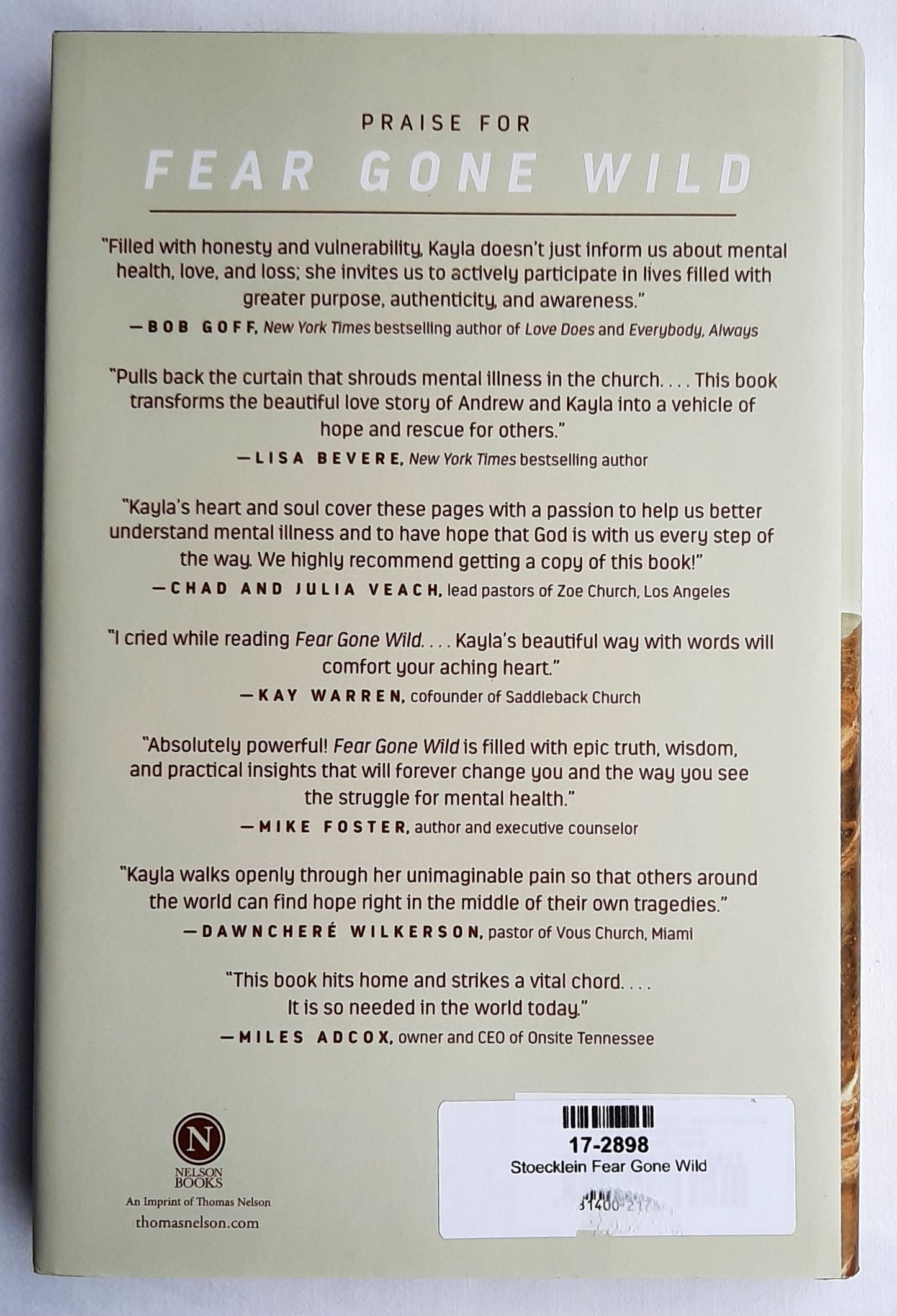 Fear Gone Wild: A Story of Mental Illness, Suicide, and Hope Through Loss by Kayla Stoeklein (New, 2020, HC, 205 pages, Nelson Books)