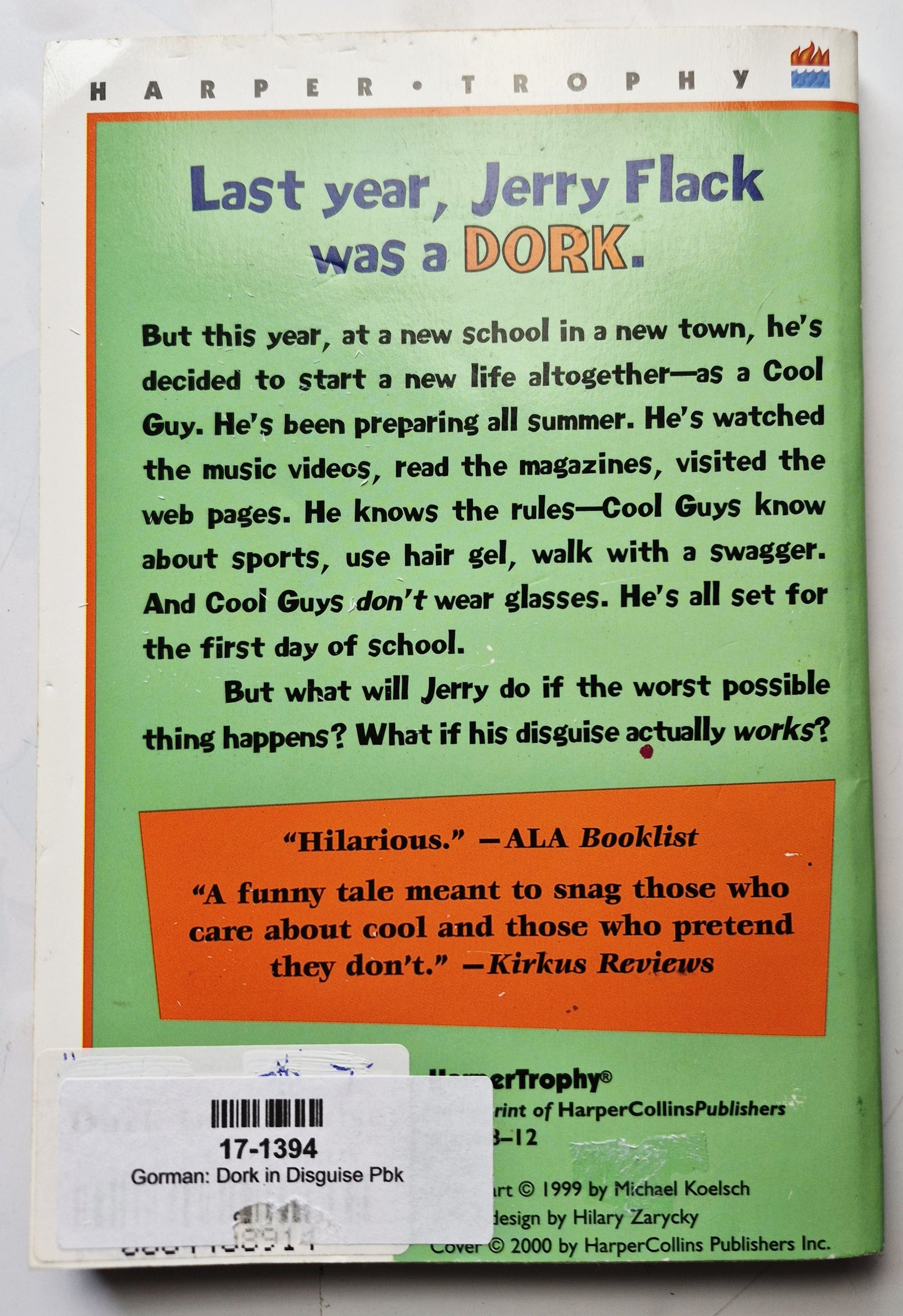 Dork in Disguise von Carol Gorman (Gut, 2000, TB, 164 Seiten, Harper-Trophy)