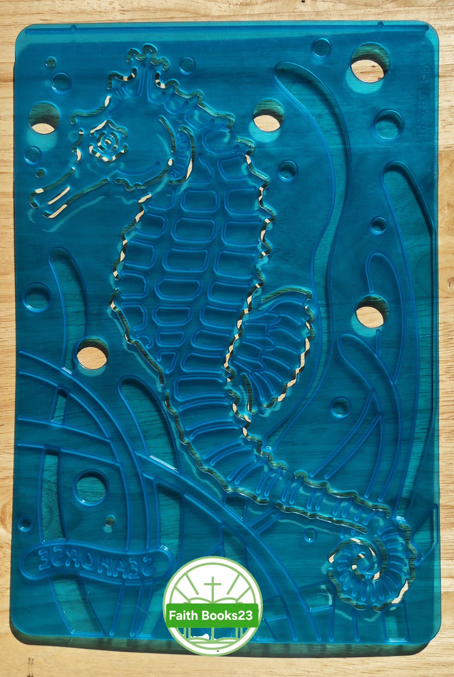 Melissa & Doug SET 4 Meerestiere Textur-Schablonen/Durchreibplatten: Seepferdchen, Schlammkrabbe, Meeresschildkröte, Falterfisch