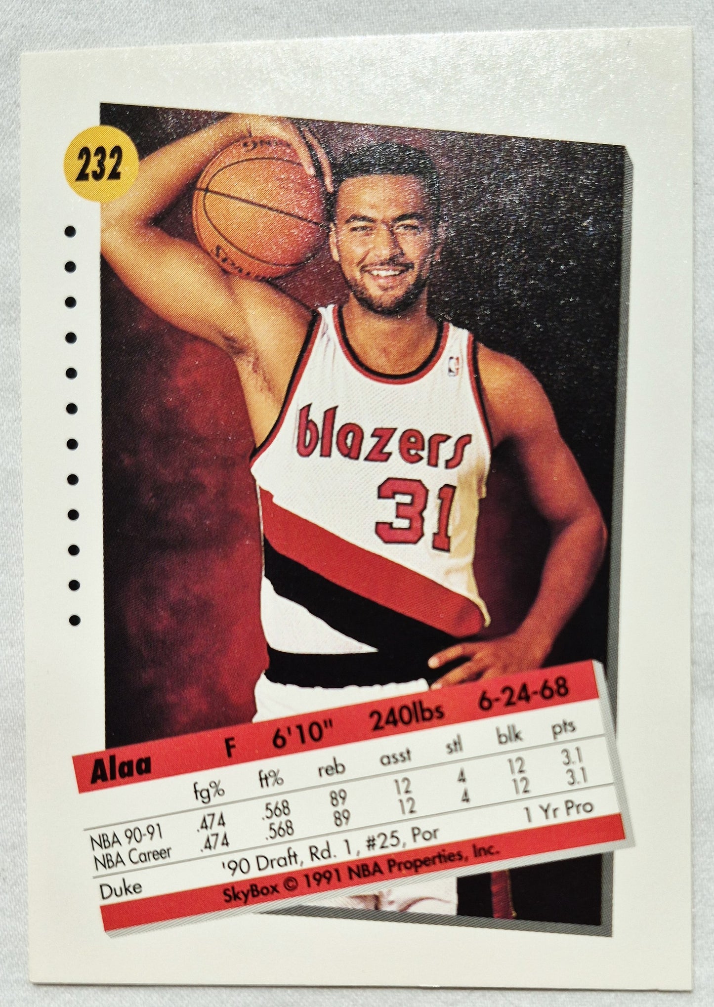 1991-92 Skybox #232 Alaa Abdelnaby Rookie Portland Trail Blazers Basketballkarte (Sehr gut)