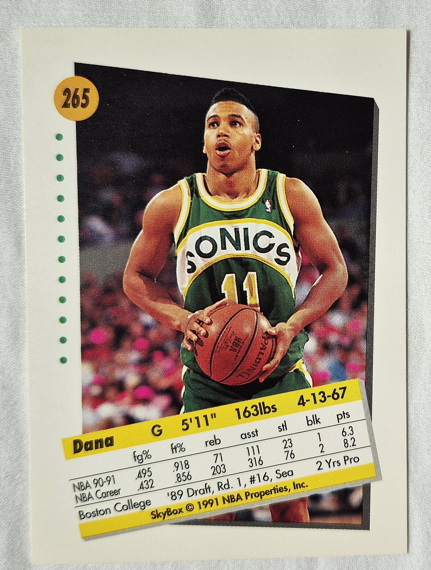 Dana Barros Seattle Supersonics 1991-92 Skybox #265 Basketballkarte (Exzellent)