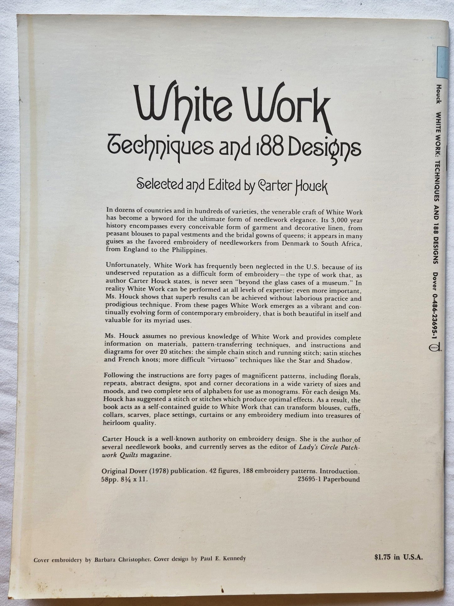 Weißstickerei: Techniken und 188 Motive von Carter Houk (Sehr gut, 1978, Broschiert, 58 Seiten, Dover)