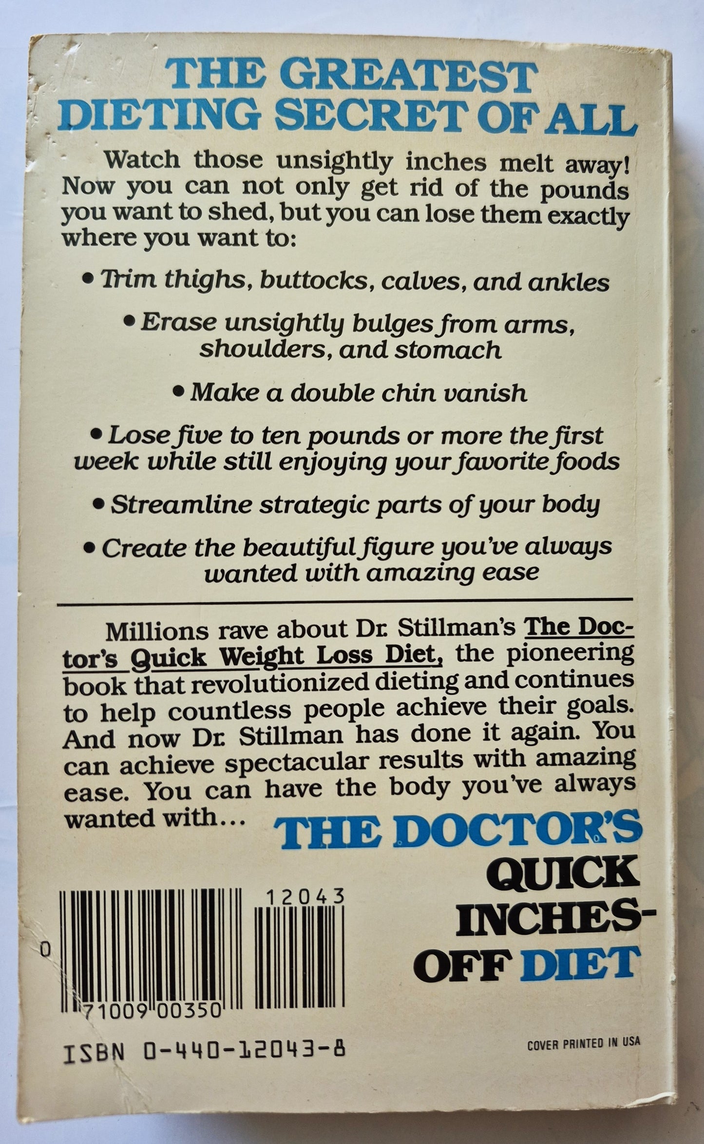 The Doctor's Quick Inches-Off Diet von Irwin M. Stillman; Samm S. Baker (Sehr gut, 1983, Taschenbuch, 311 Seiten, Dell)