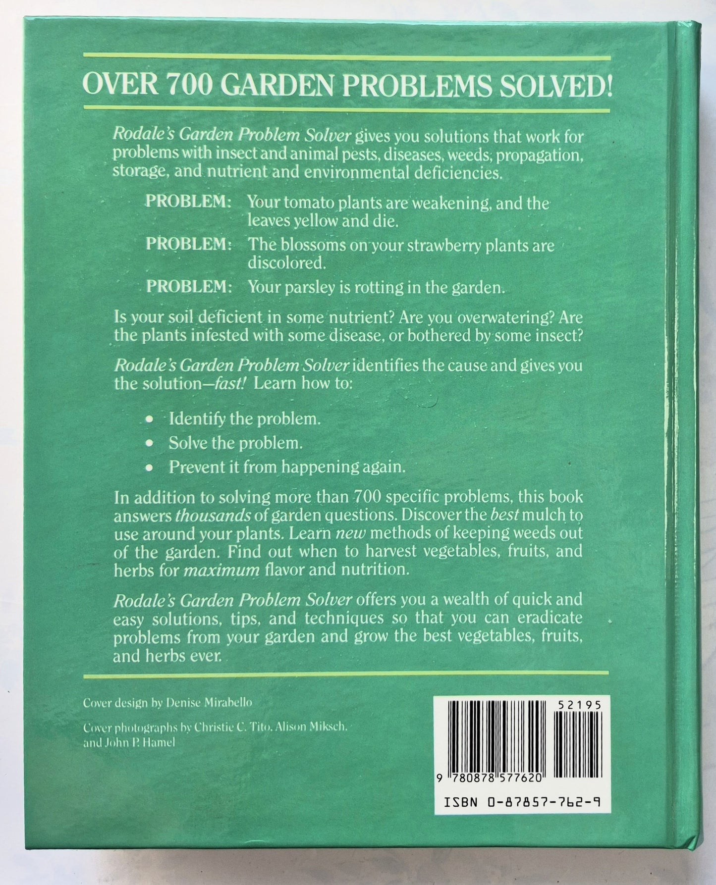 Rodale's Garden Problem Solver: Vegetables, Frutis, Herbs von Jeff Ball (Sehr gut, 1988, Gebundene Ausgabe, 350 Seiten, Rodale Press)
