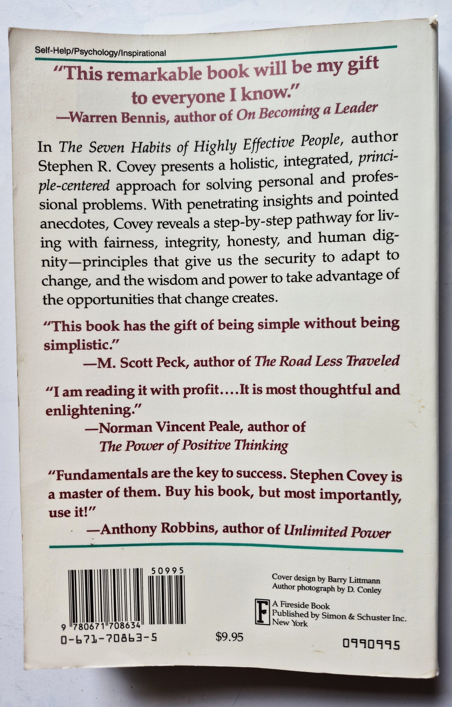The 7 Habits of Highly Effective People: Powerful Lessons in Personal Change by Stephen R. Covey (Very Good 1990 Pbk 358 pgs Fireside Books)
