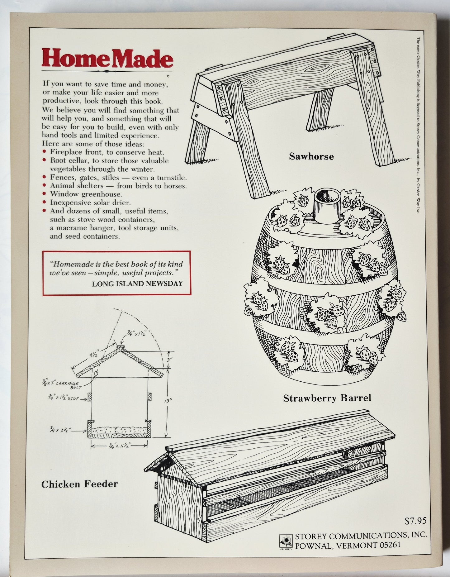 HomeMade: 101 Easy to Make Things for Your Garden, Home, or Farm by Ken Braren; Roger Griffith (Very Good, 1987, Pbk, 176 pgs, Storey Comm.)