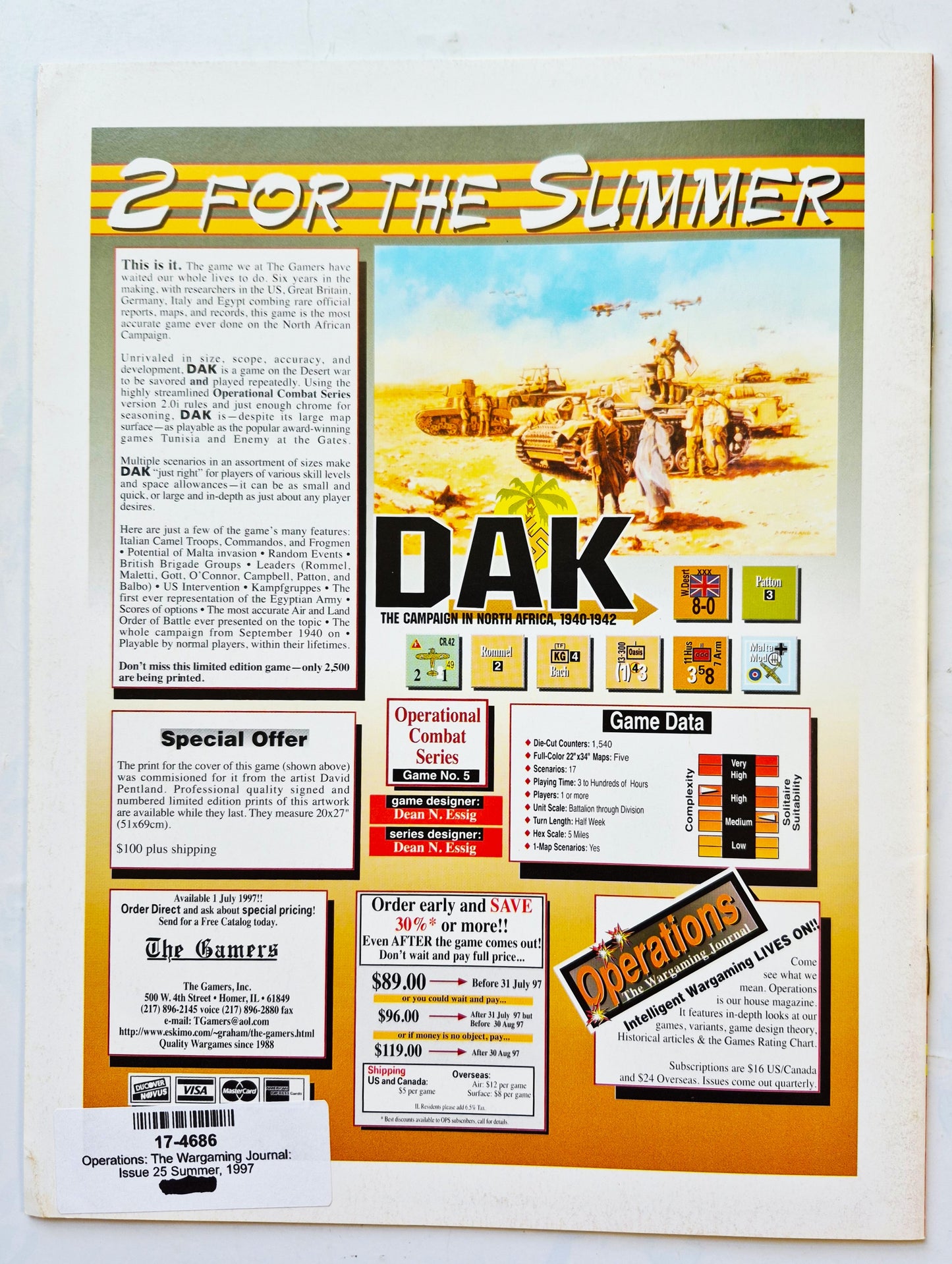 Operations: The Wargaming Journal: Issue 25 Summer, 1997 (Very good)